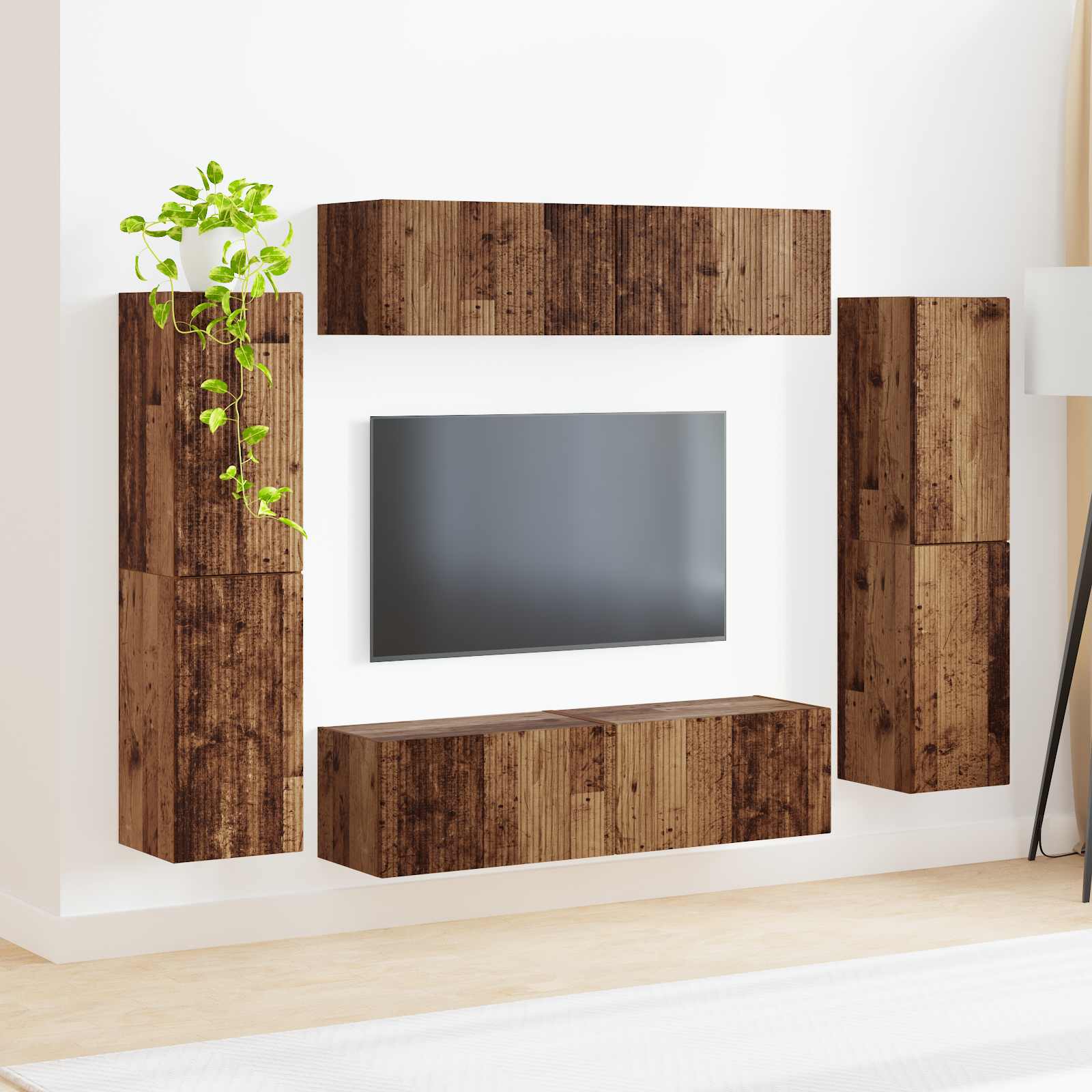 TV spintelių komplektas 8 pcs Senovinis medis Apdirbta mediena