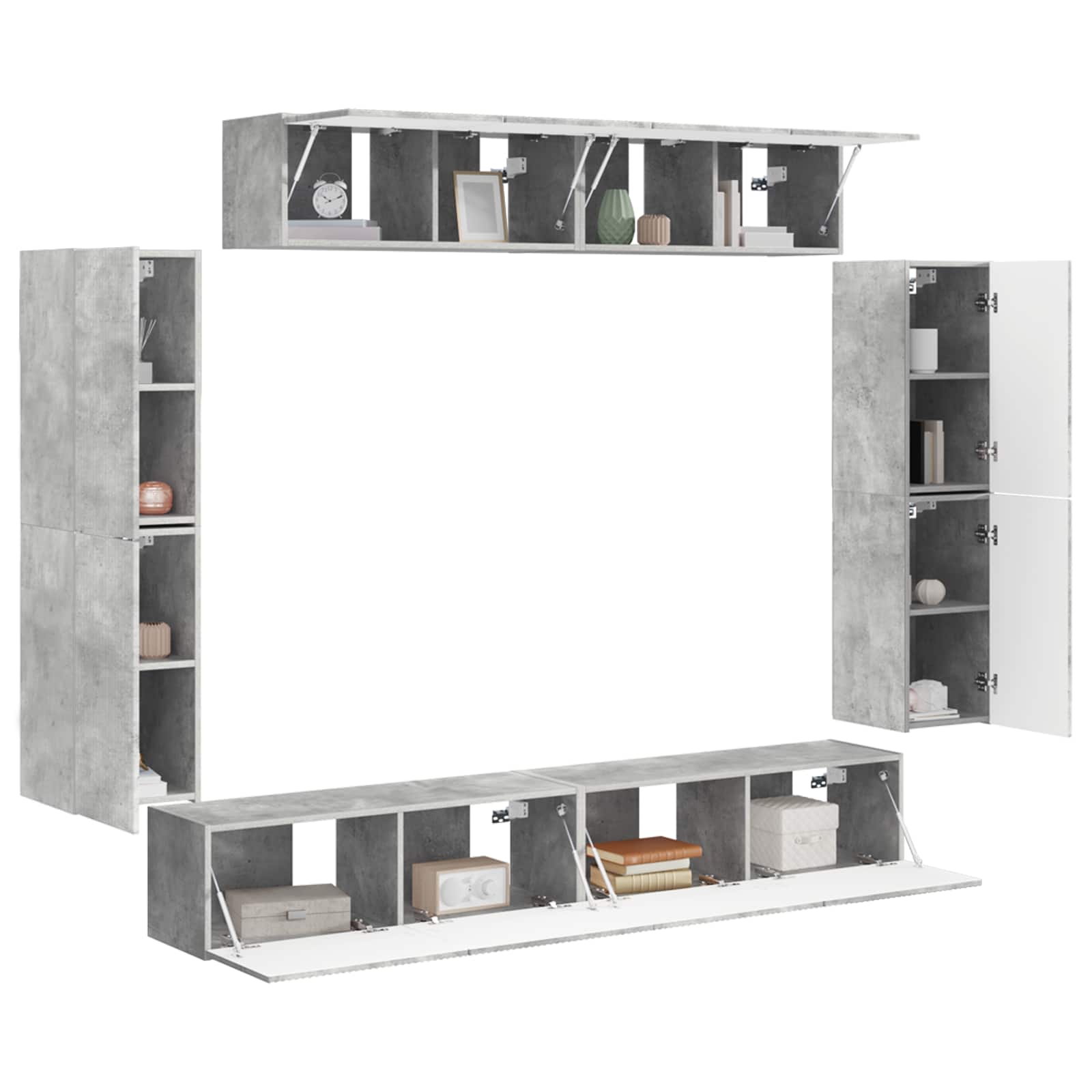Televizoriaus spintelė 8 pcs Betono pilka