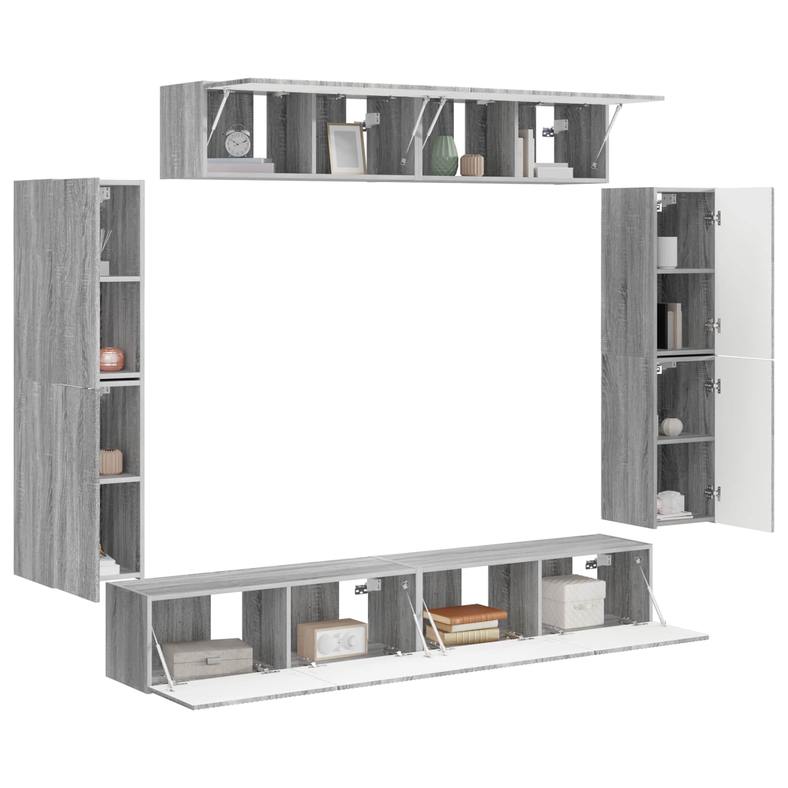 Televizoriaus spintelė 8 pcs Pilkas Sonoma