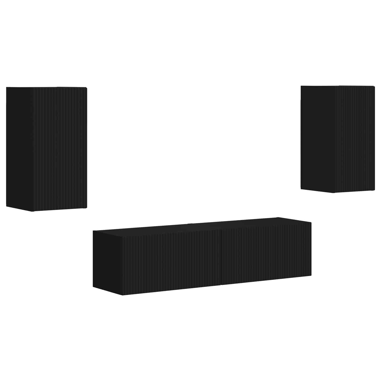TV spintelių komplektas 4 pcs Juoda Apdirbta mediena