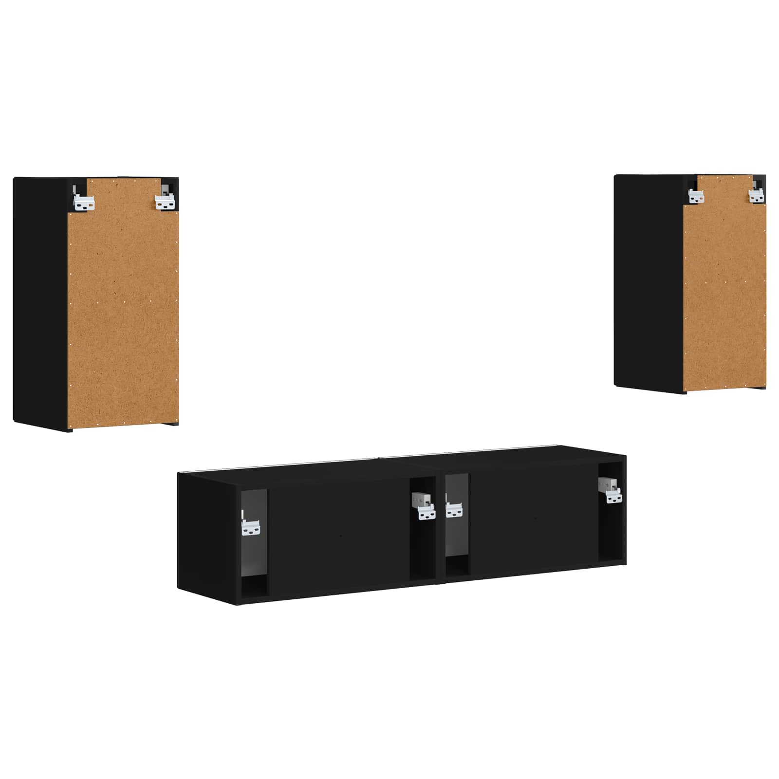 TV spintelių komplektas 4 pcs Juoda Apdirbta mediena
