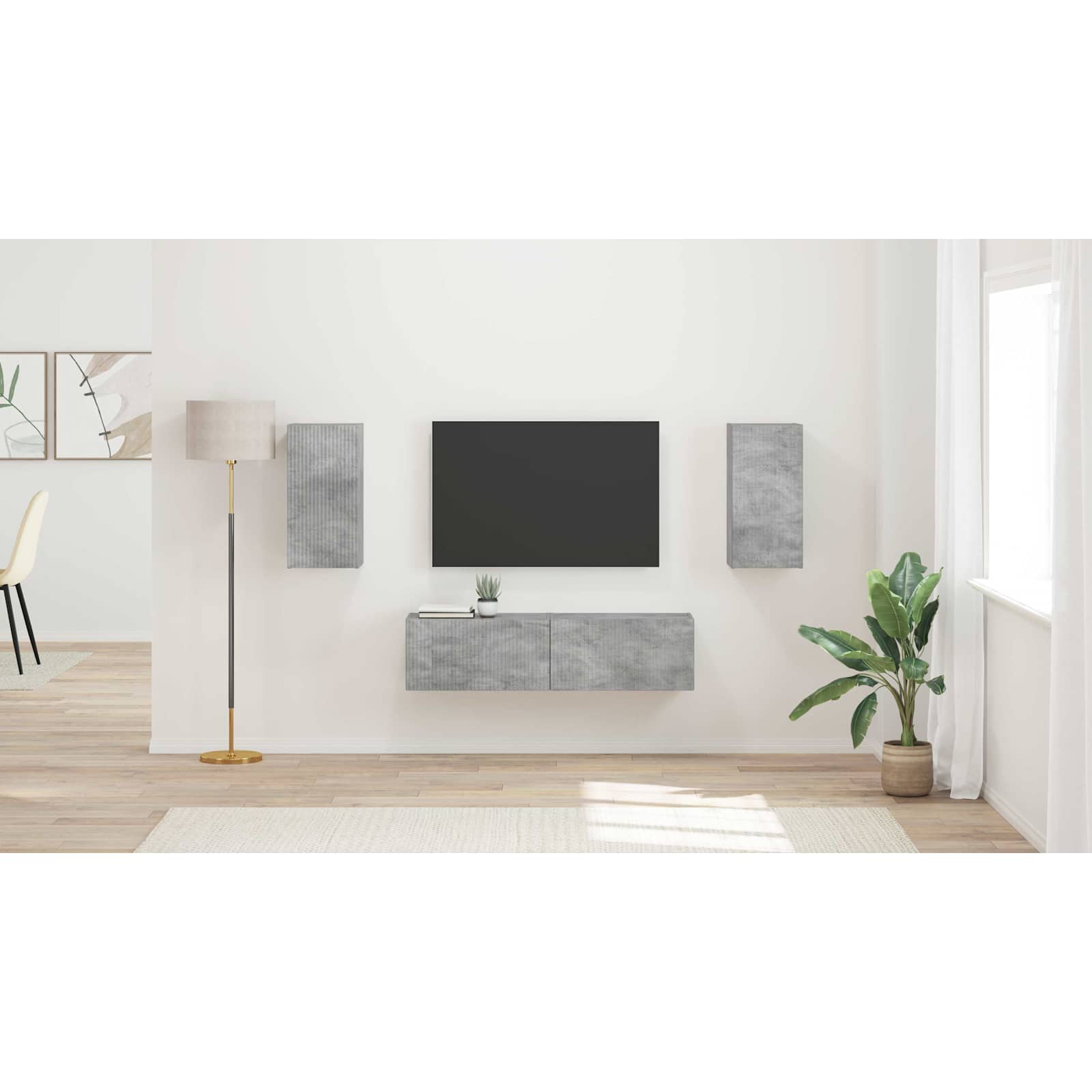 TV spintelių komplektas 4 pcs Betono pilka Apdirbta mediena