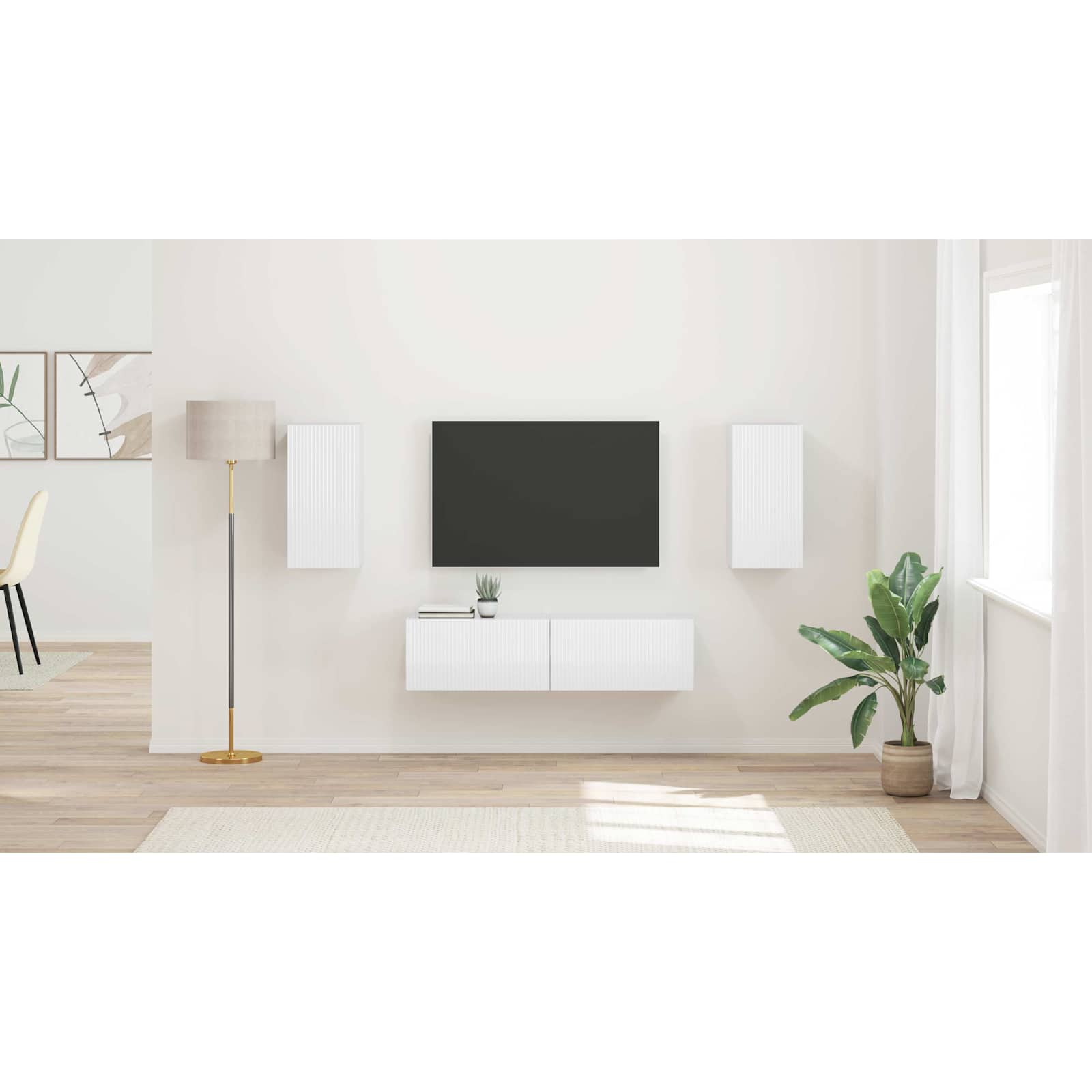 TV spintelių komplektas 4 pcs Aukštai blizganti balta