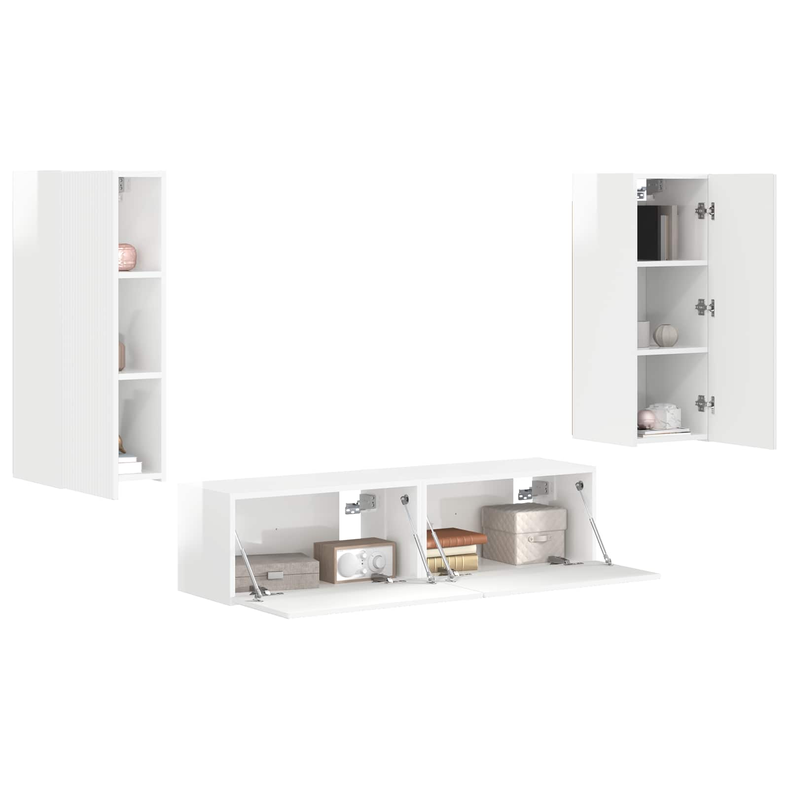 TV spintelių komplektas 4 pcs Aukštai blizganti balta