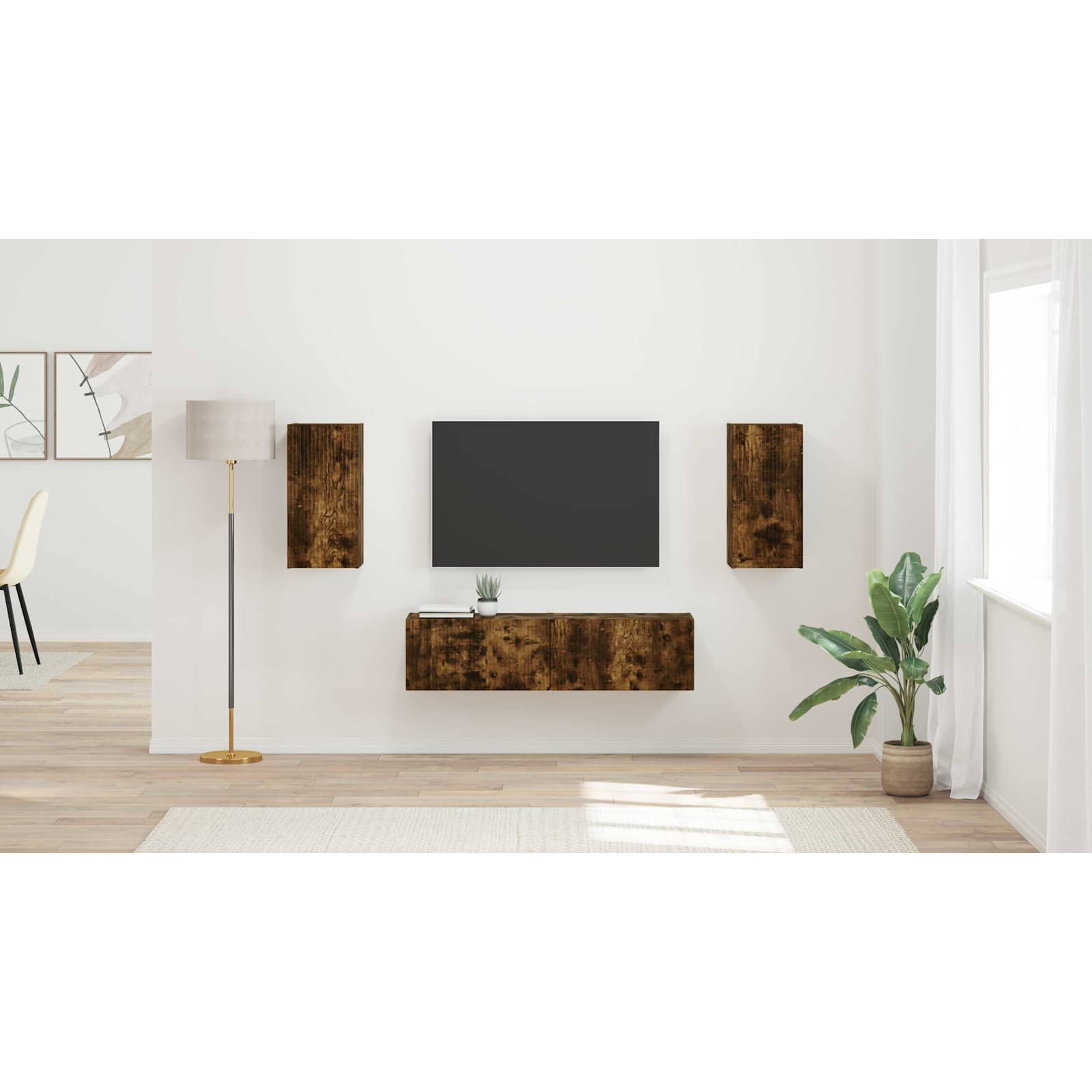 TV skapju komplekts 4 gab. Dūmu ozols Konstruēta koksne