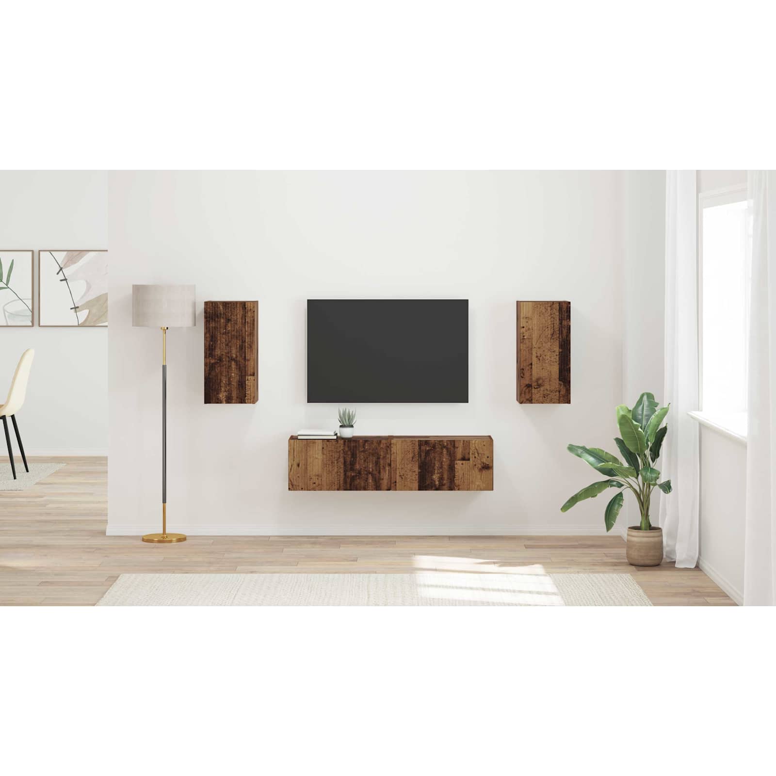 TV spintelių komplektas 4 pcs Senas medis Apdirbta mediena