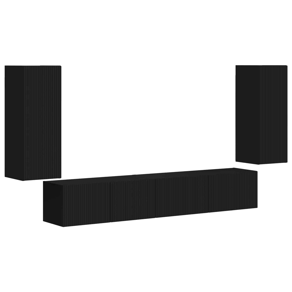 TV spintelių komplektas 4 pcs Juoda Apdirbta mediena