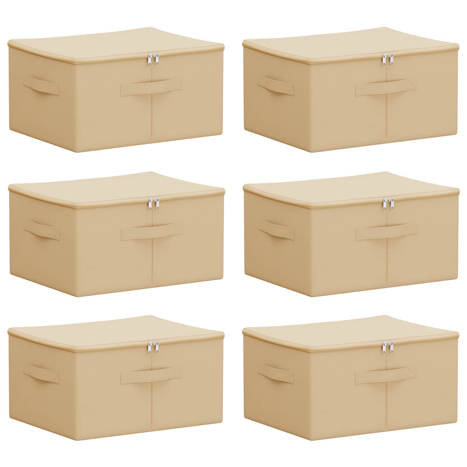 Saugojimo dėžė 6 pcs Kreminė 50 x 30 x 25 cm Neaustinis audinys