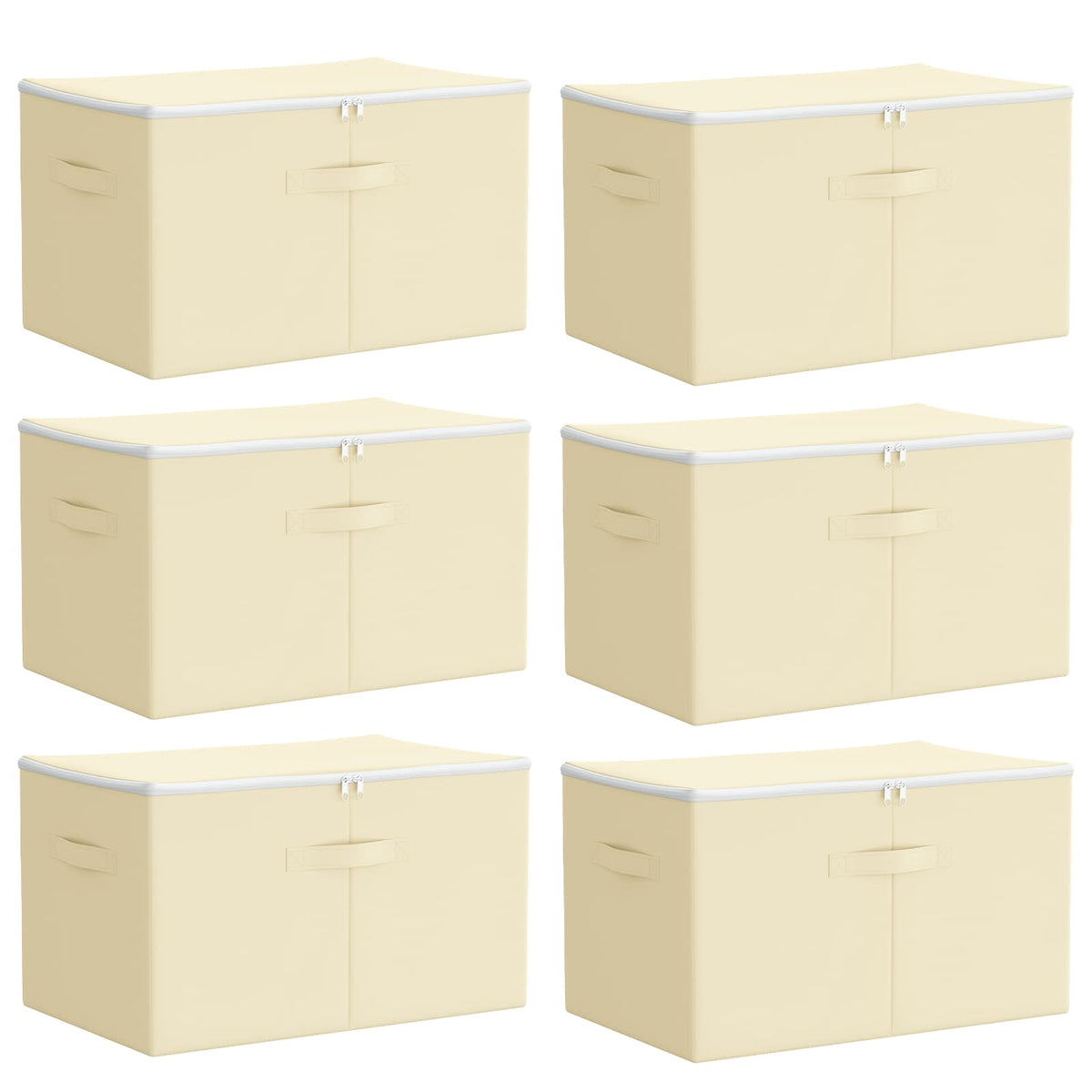 Saugojimo dėžė 6 pcs Kreminė 55 x 35 x 32 cm Neaustinis audinys