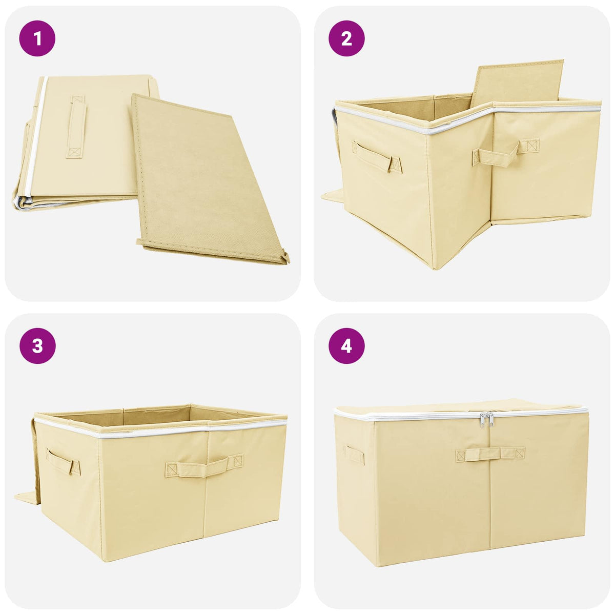 Saugojimo dėžė 2 pcs Kreminė 60 x 43 x 35 cm Neaustinis audinys