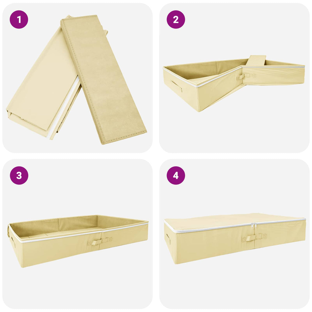 Saugojimo dėžė 6 pcs Kreminė 90 x 48 x 15 cm Neaustinis audinys