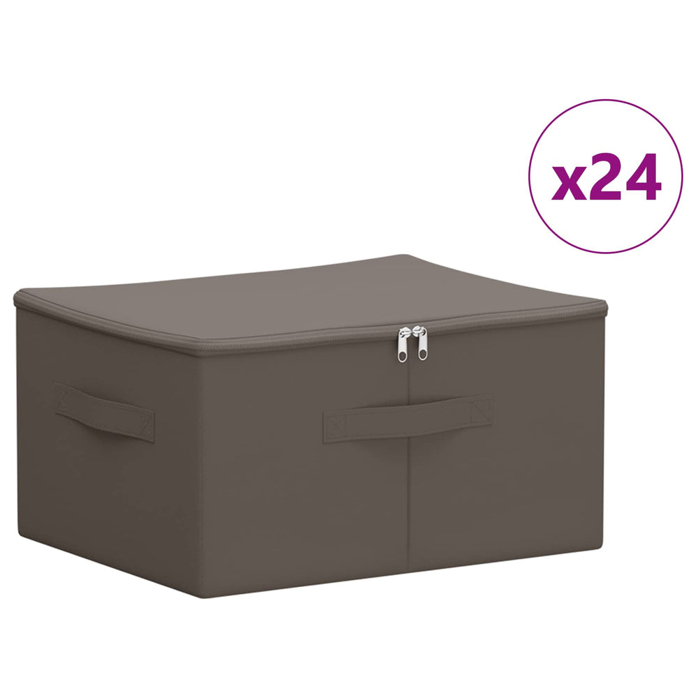 Saugojimo dėžė 24 pcs Pilka 50 x 30 x 25 cm Neaustinis audinys