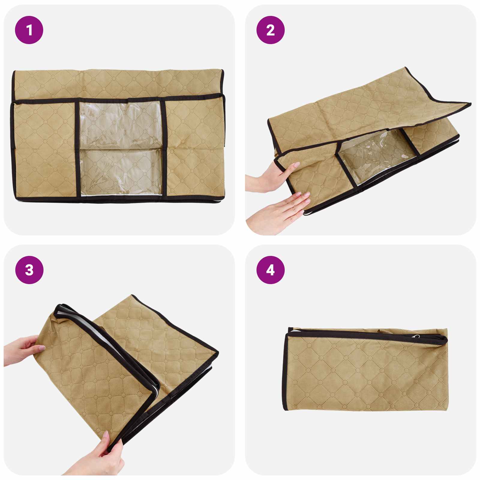 Saugojimo dėžė su skaidriu šoniniu langu 6 pcs Kreminė