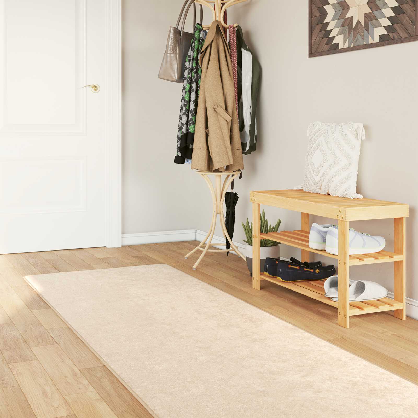 Kilimas Spauda Kreminė 250 x 80 cm Poliesteris ir PVC