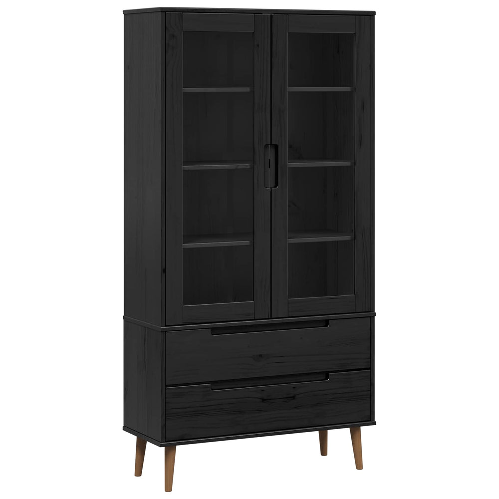 Stiklinis vitrininis kabinetas Juodas 90 x 35 x 175 cm