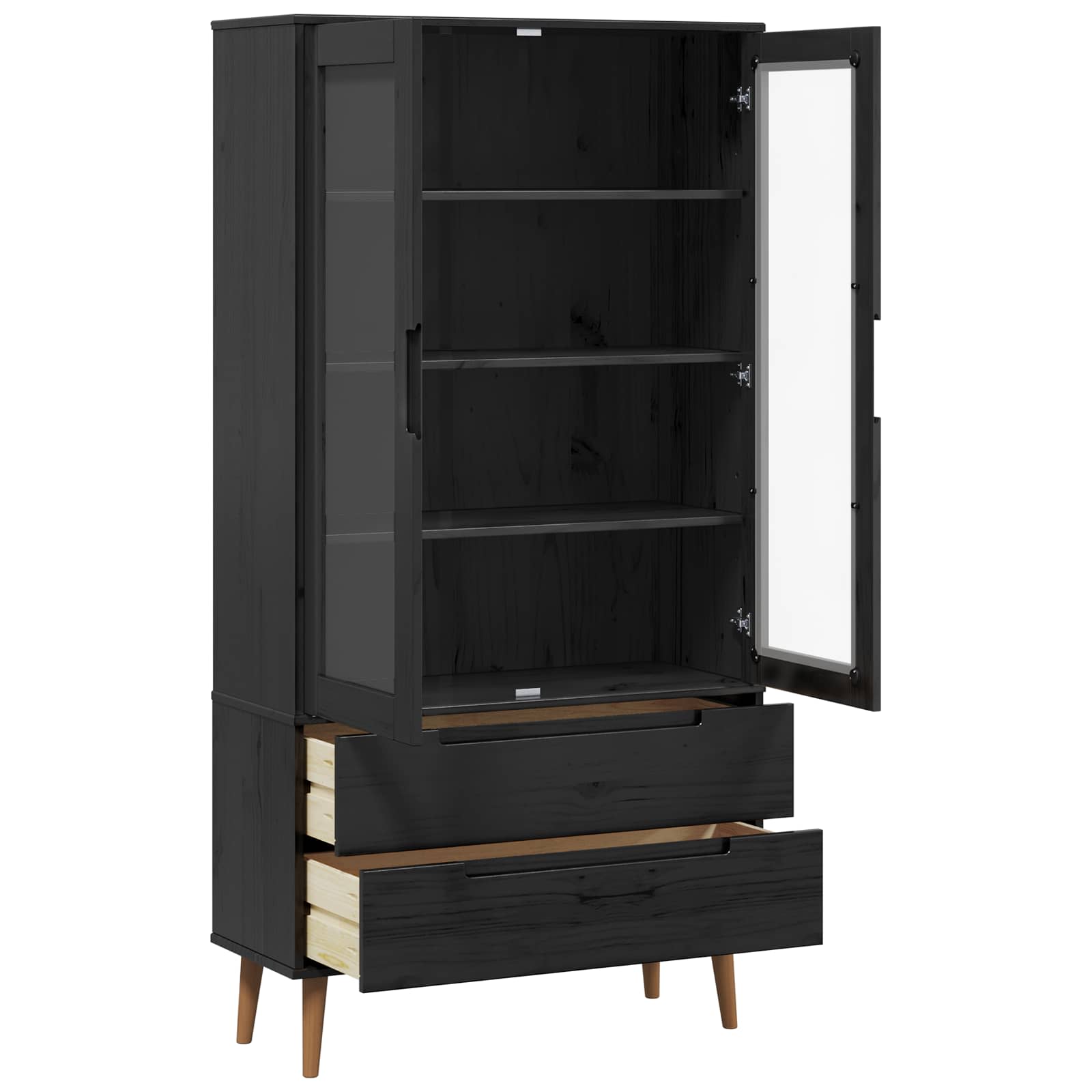 Stiklinis vitrininis kabinetas Juodas 90 x 35 x 175 cm