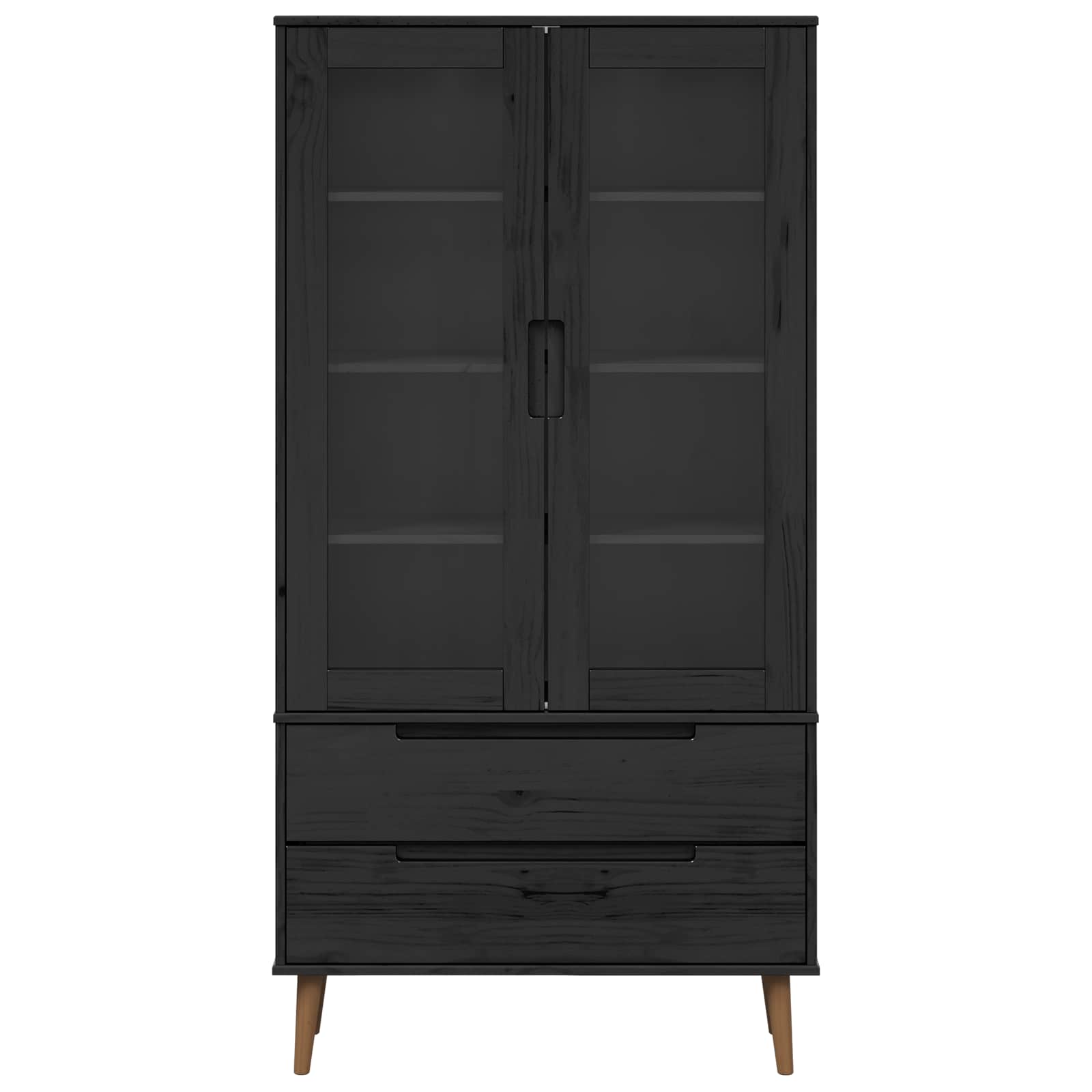 Stiklinis vitrininis kabinetas Juodas 90 x 35 x 175 cm