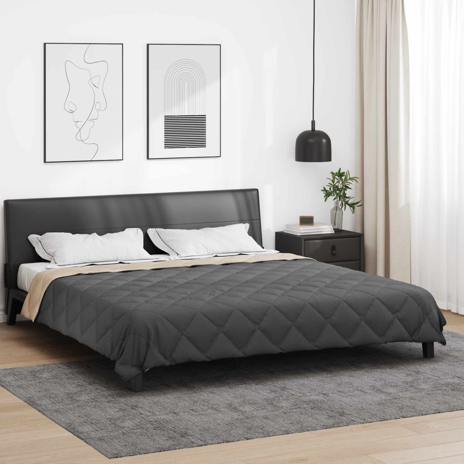 Vasaros antklodė 240 x 200 cm Vasara 200 gsm Antracito ir taupe