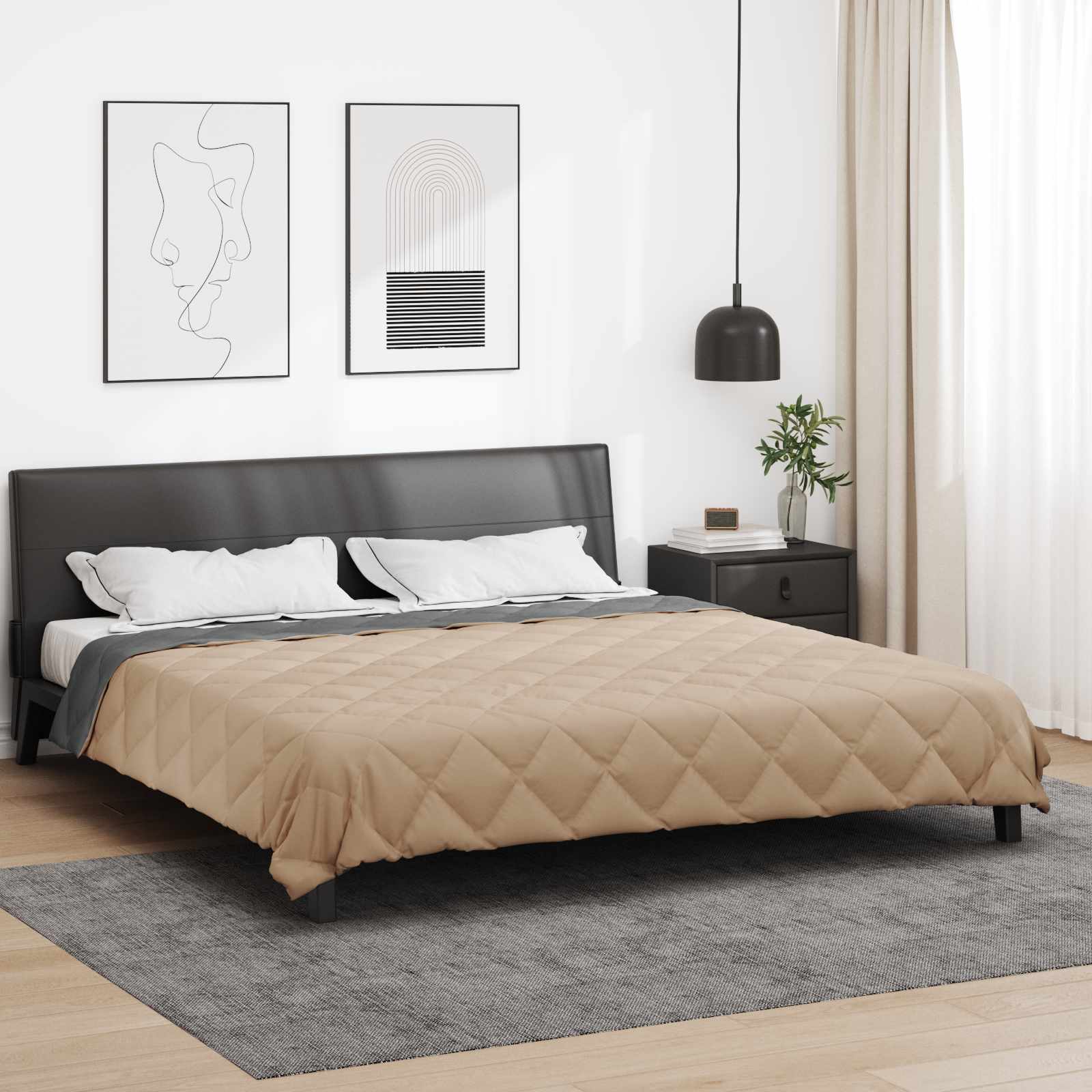 Vasaros antklodė 240 x 200 cm Vasara 200 gsm Antracito ir taupe