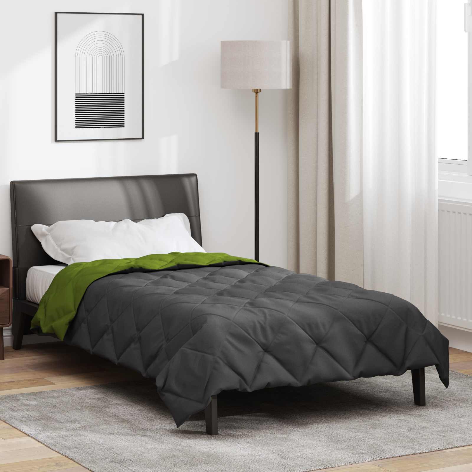 Summer Duvet Green and Anthracite 200 x 135 cm Microfiber