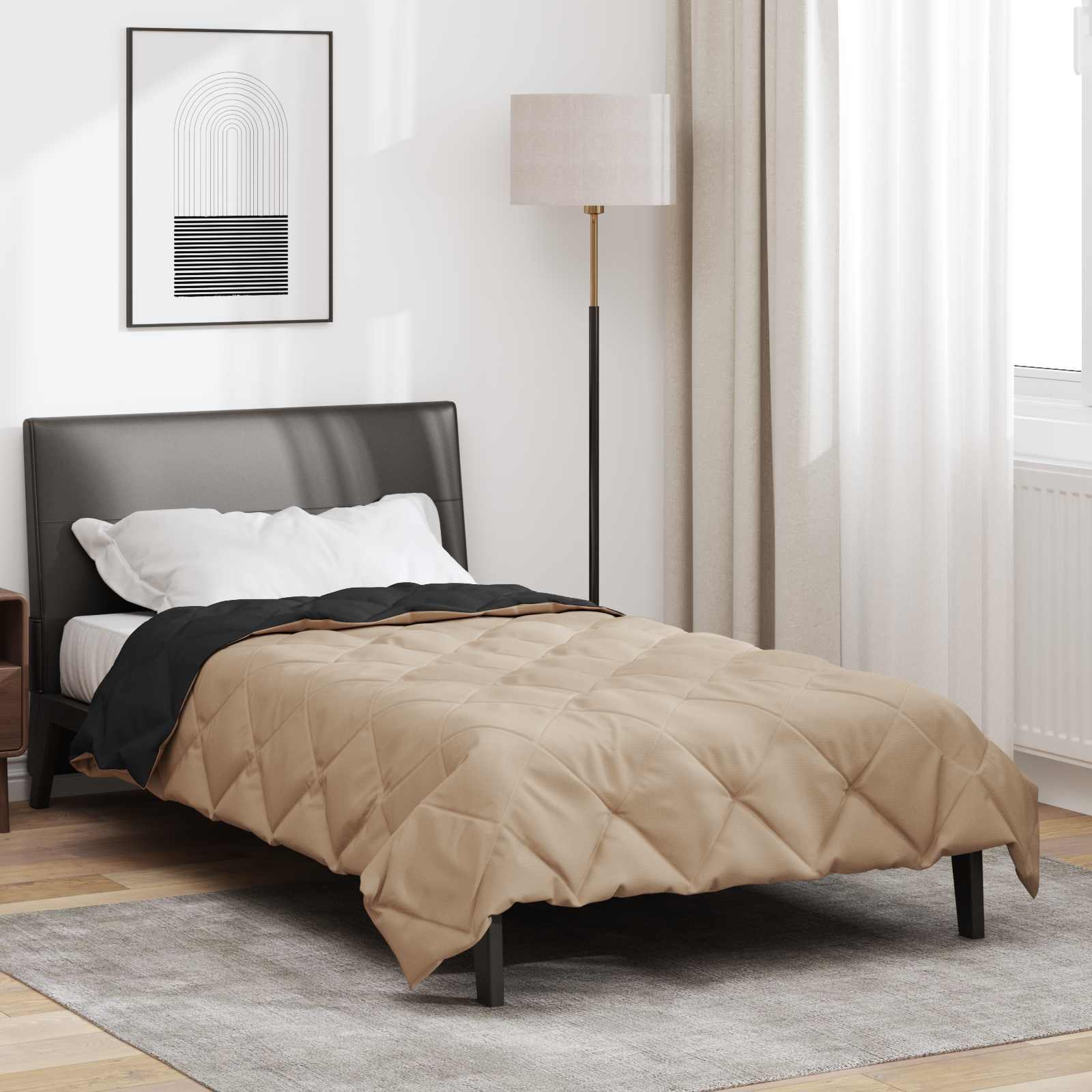Vasaras sega Melna un taupe 220 x 140 cm Mikrošķiedra