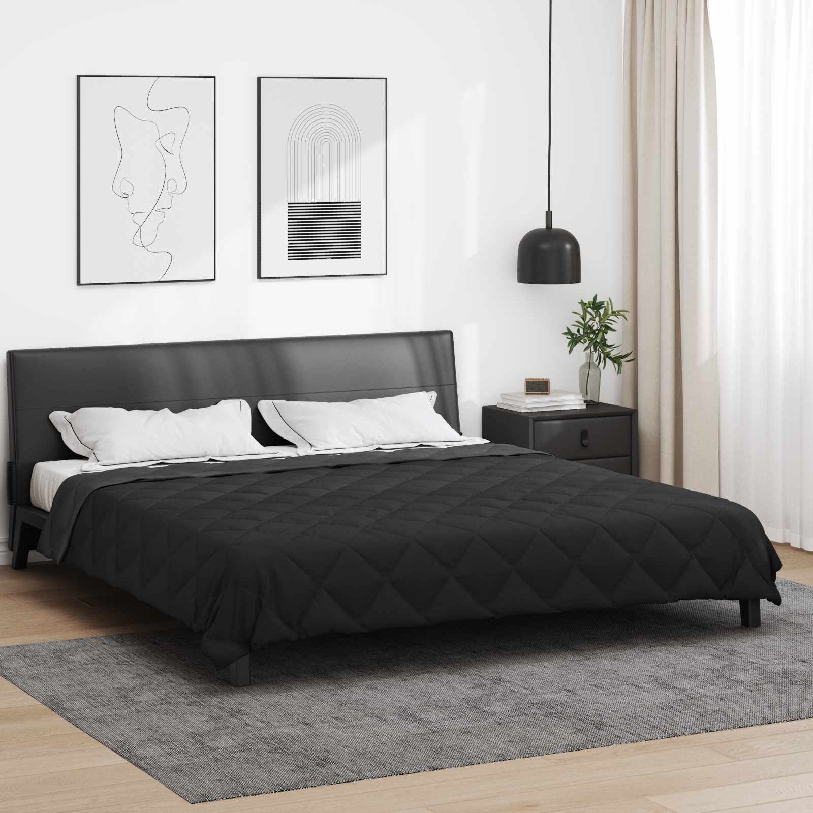 Pilna gada sega Melna un Antracīta 200 x 200 cm