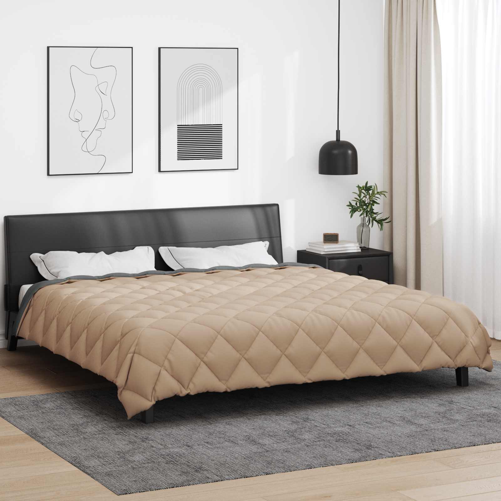 Winter duvet Anthracite and taupe 240 x 200 cm Microfibre