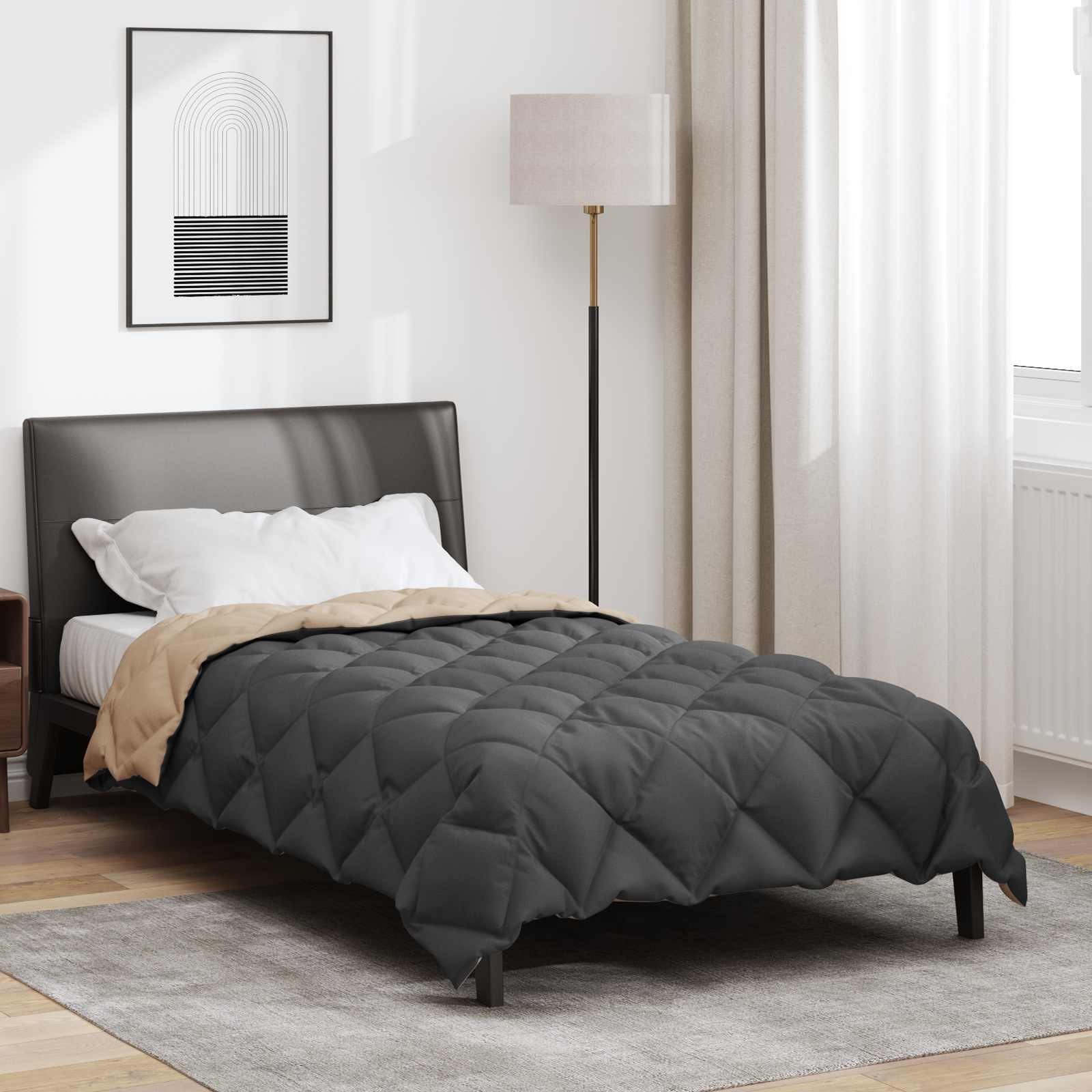 Žiemos antklodė Antracito ir taupe 220 x 155 cm Mikropluoštas
