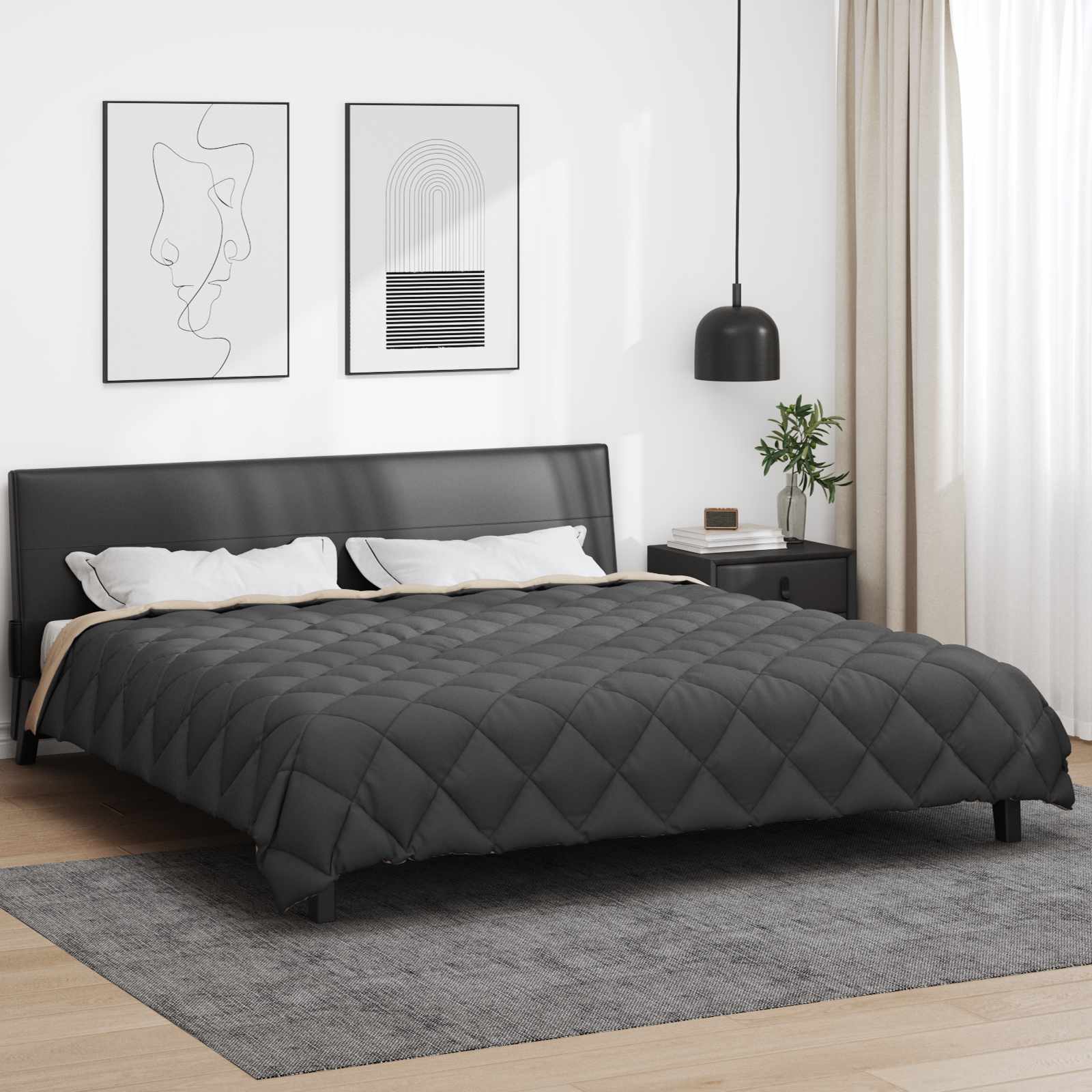 Žiemos antklodė Antracito ir taupe 240 x 260 cm Mikropluoštas