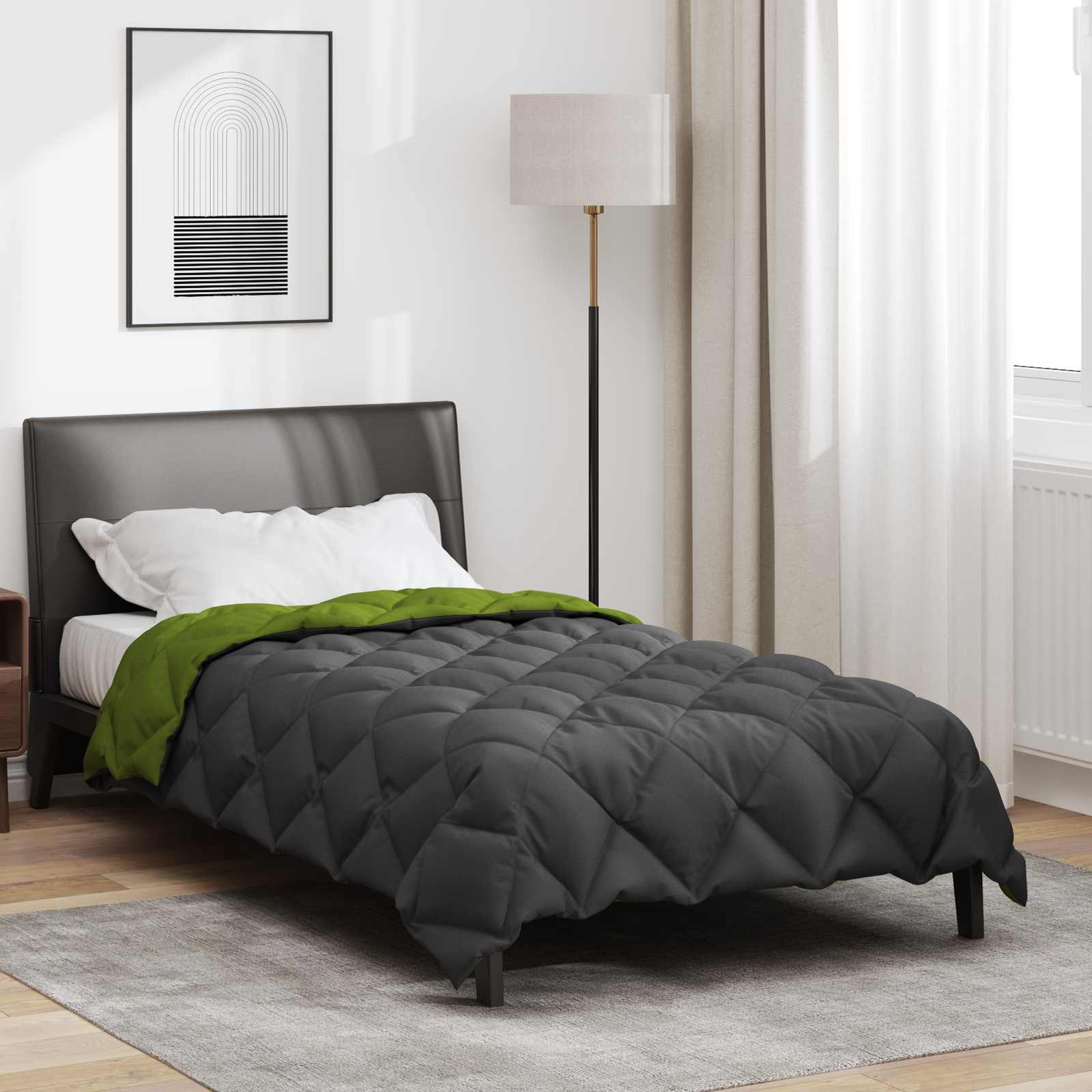 Žiemos antklodė Žalia ir antracito 220 x 155 cm Mikropluoštas