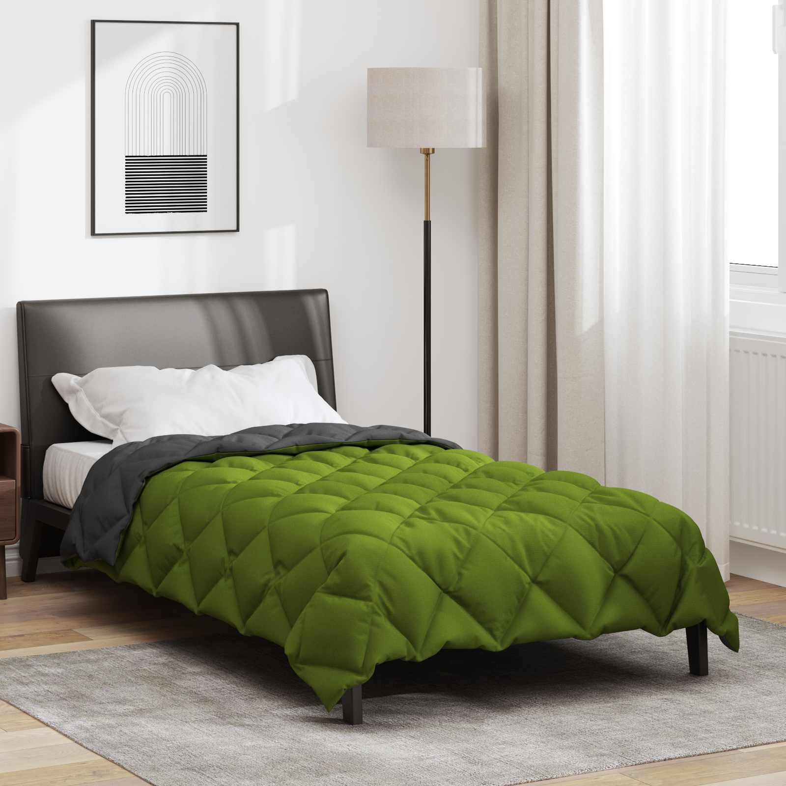 Žiemos antklodė Žalia ir antracito 220 x 155 cm Mikropluoštas