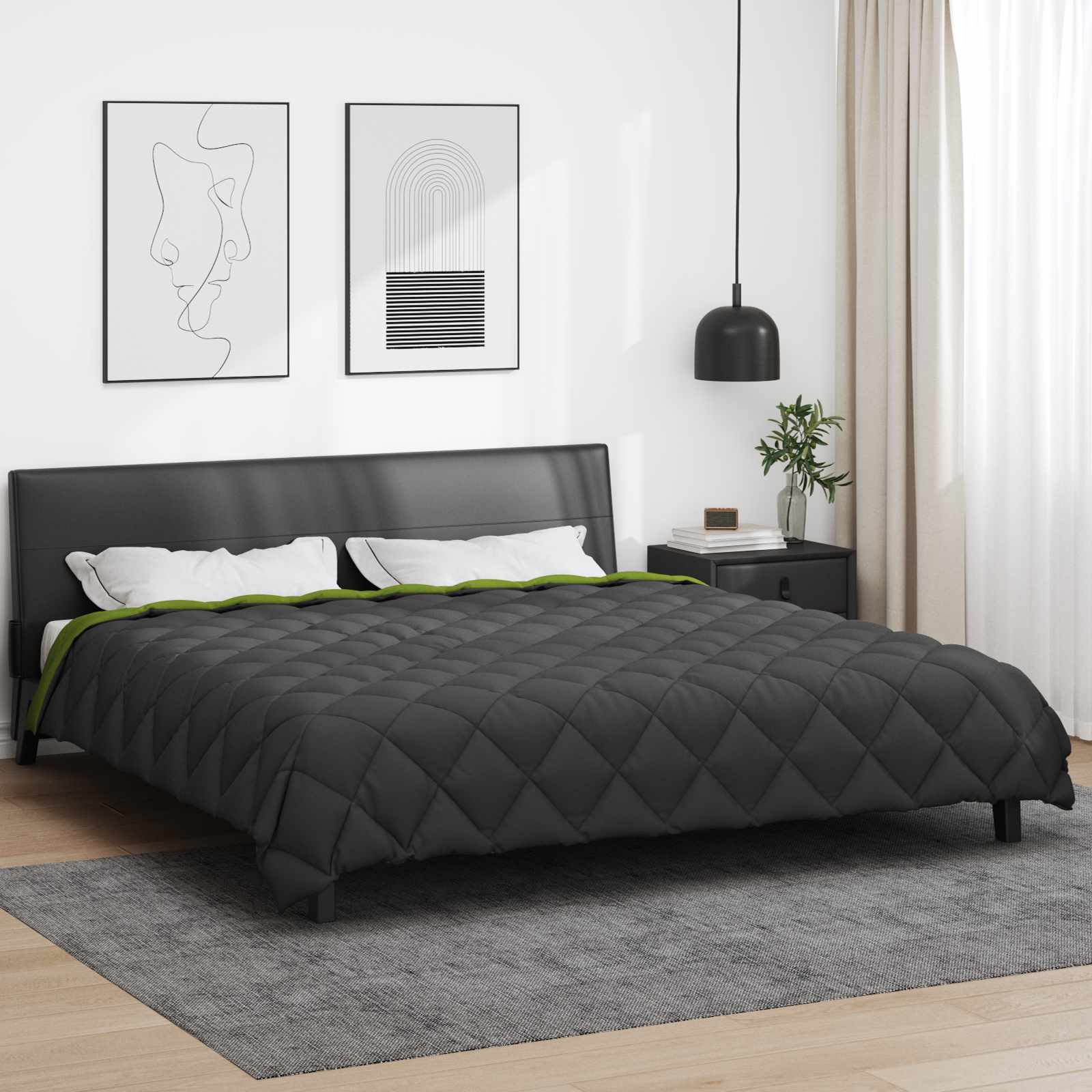 Žiemos antklodė Žalia ir antracito 220 x 260 cm Mikropluoštas