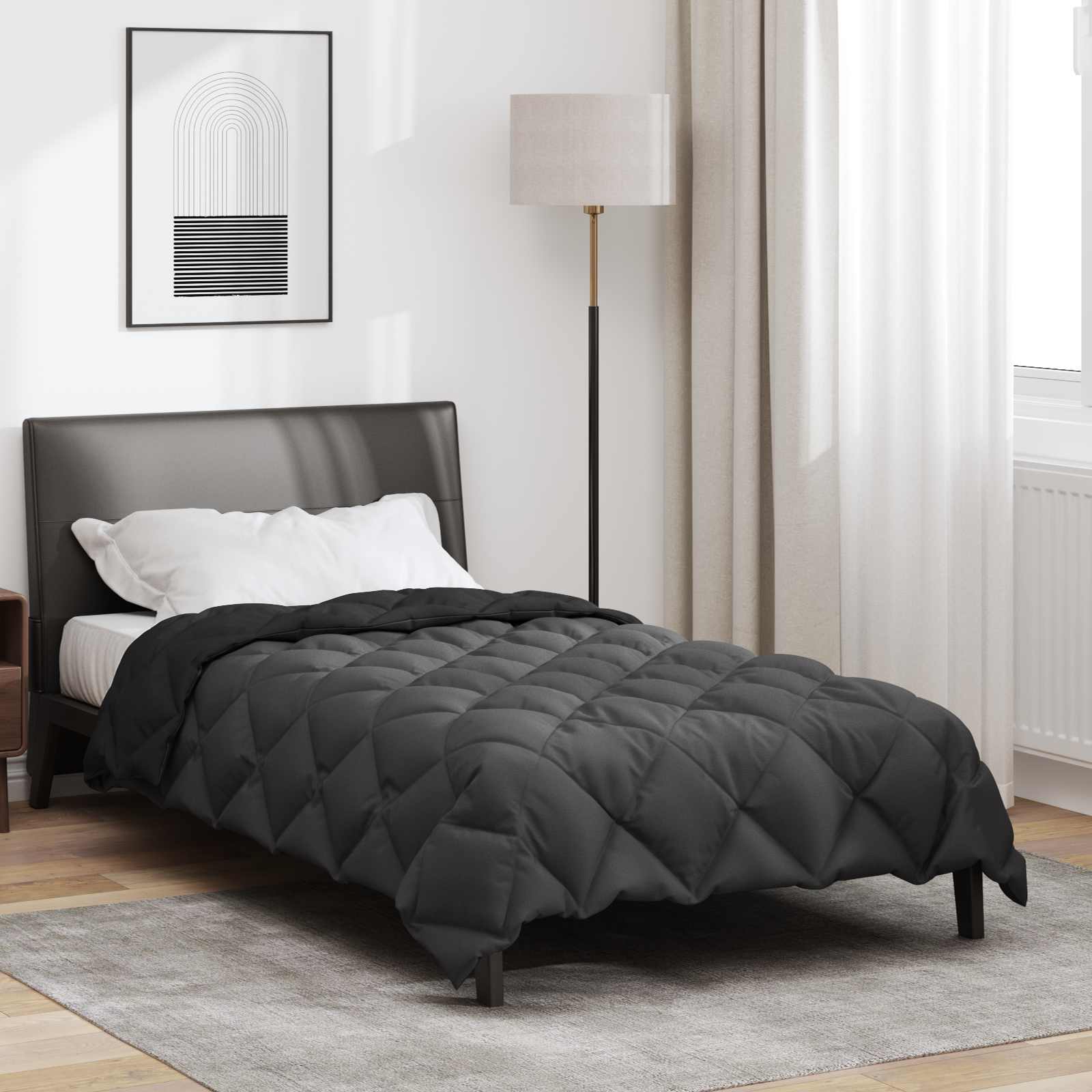 Ziemas sega Melna un Antracīta 200 x 135 cm Mikrošķiedra