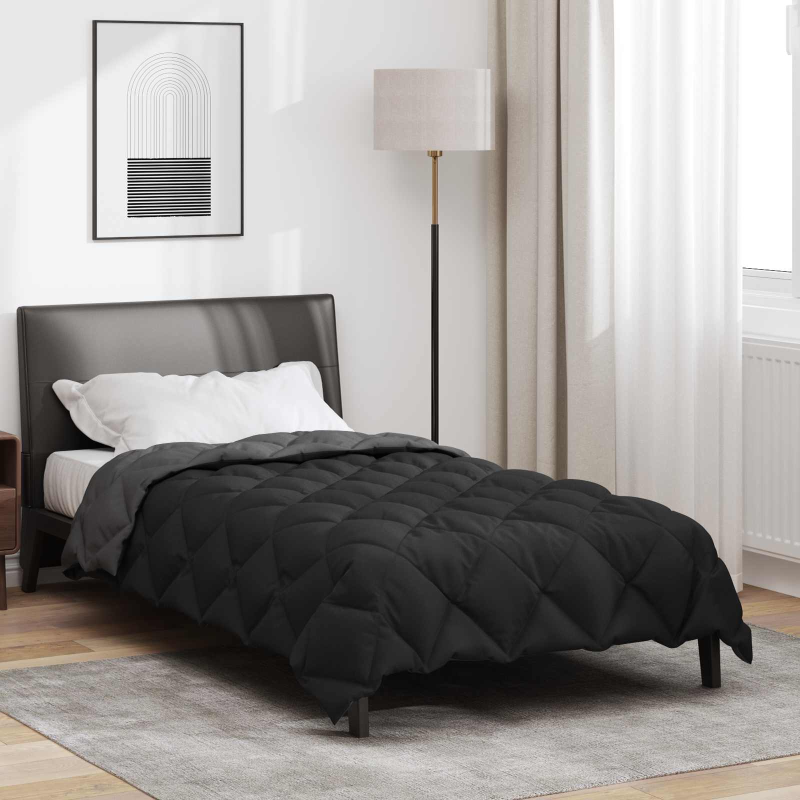 Ziemas sega Melna un Antracīta 200 x 135 cm Mikrošķiedra