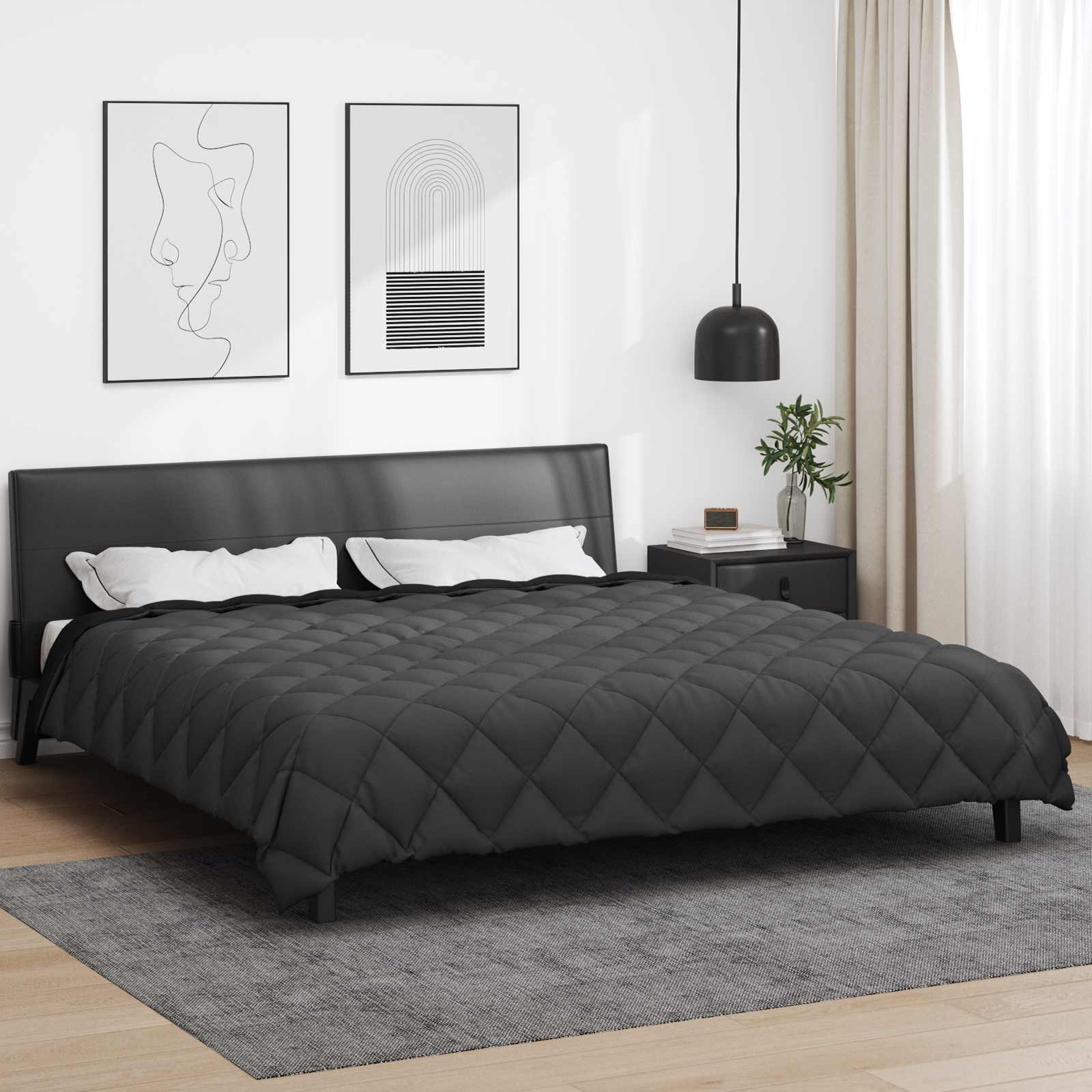 Ziemas sega Melna un Antracīta 220 x 260 cm Mikrošķiedra