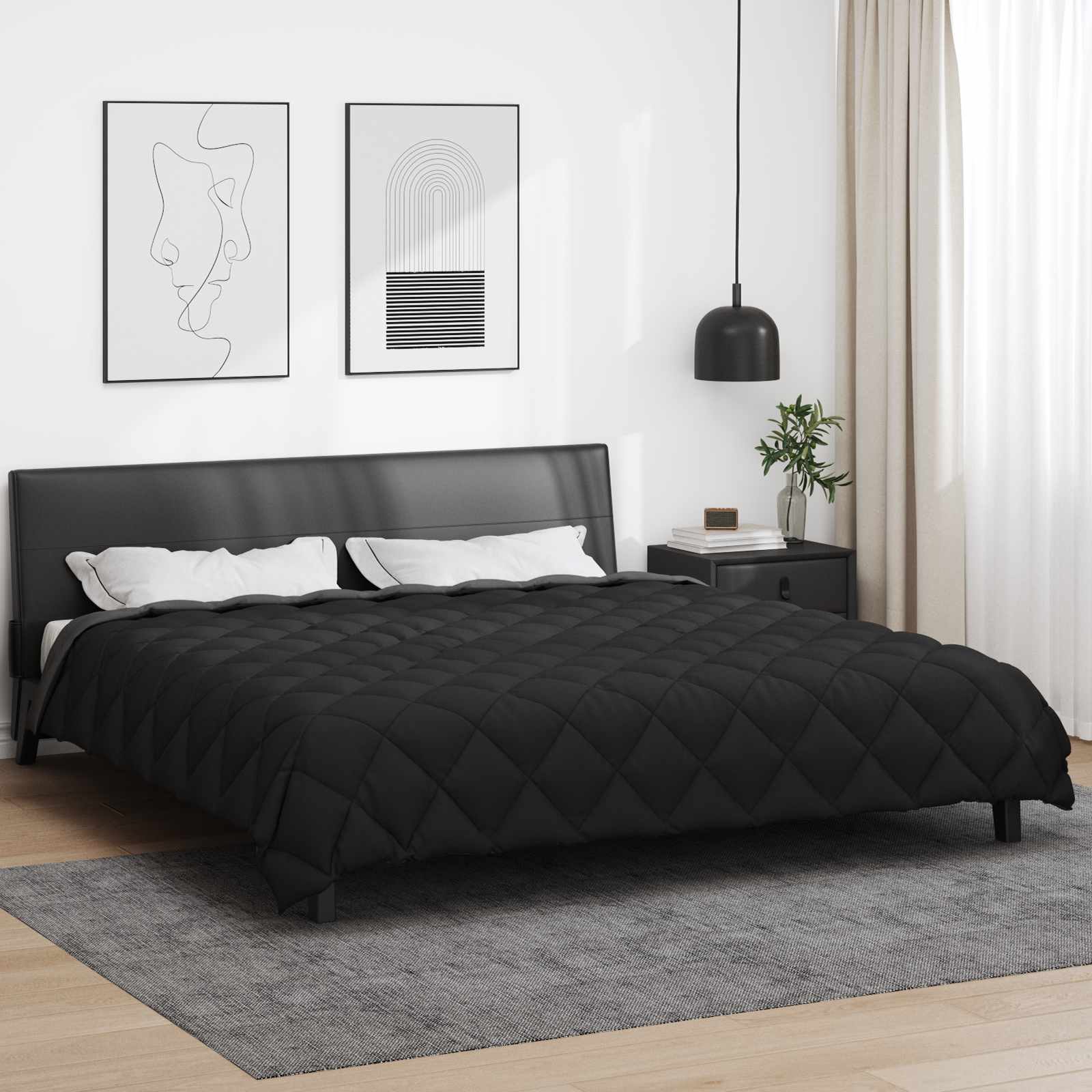 Ziemas sega Melna un Antracīta 220 x 260 cm Mikrošķiedra