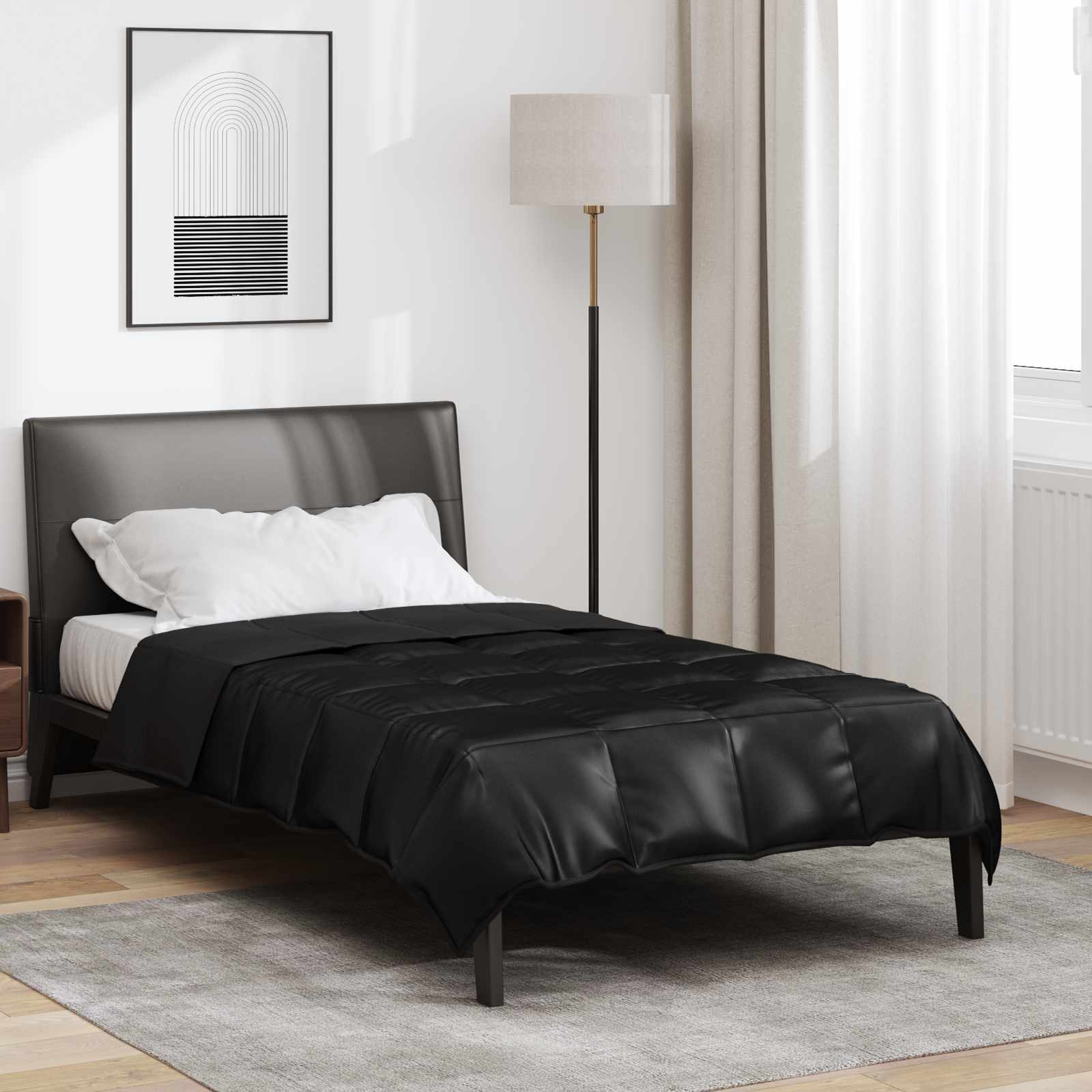 Vasaras sega Melna 220 x 155 cm Satīns un mikrošķiedra