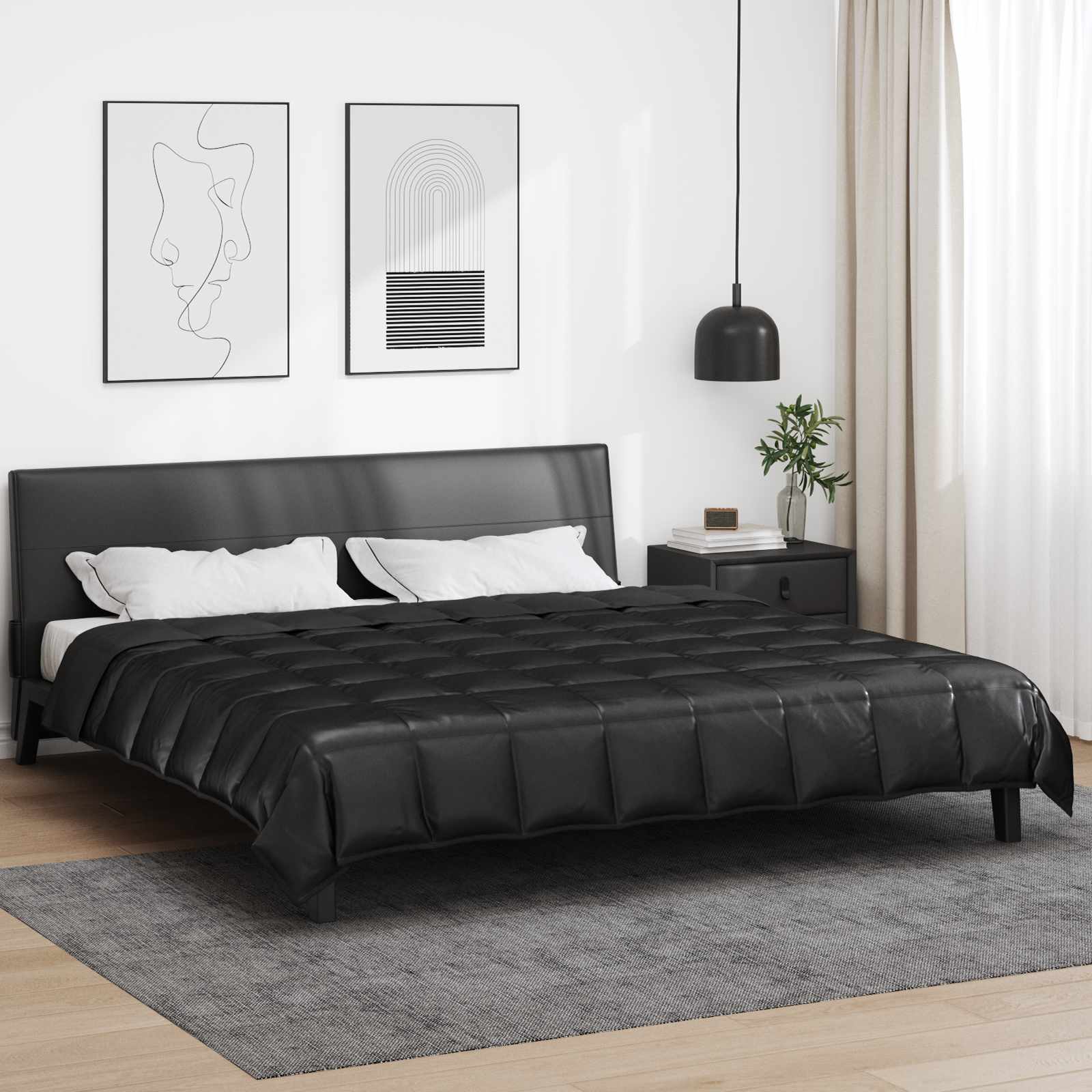 Pilna metų antklodė Juoda 240 x 260 cm Satin ir mikropluoštas