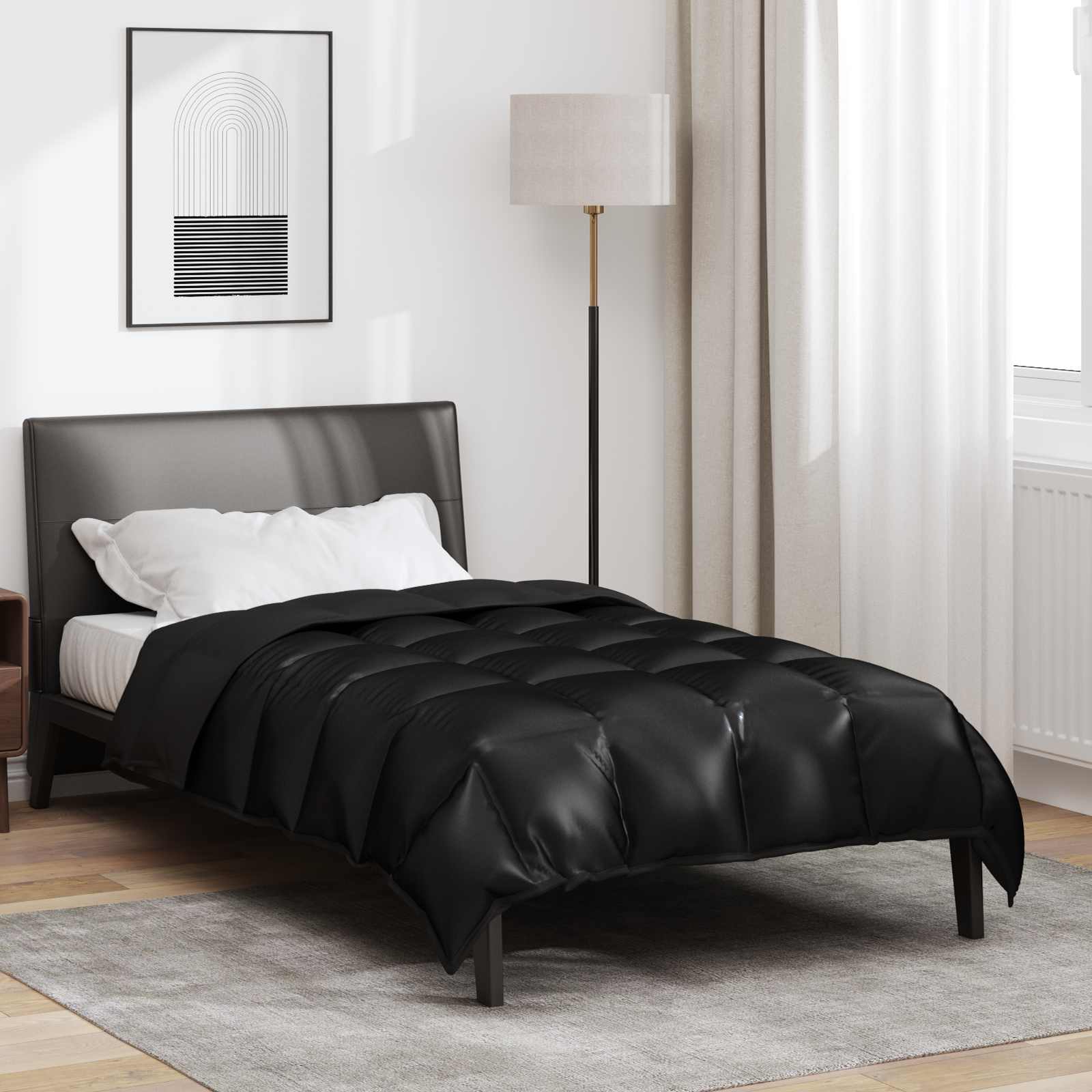 Žiemos antklodė Juoda 200 x 155 cm Satin ir mikropluoštas