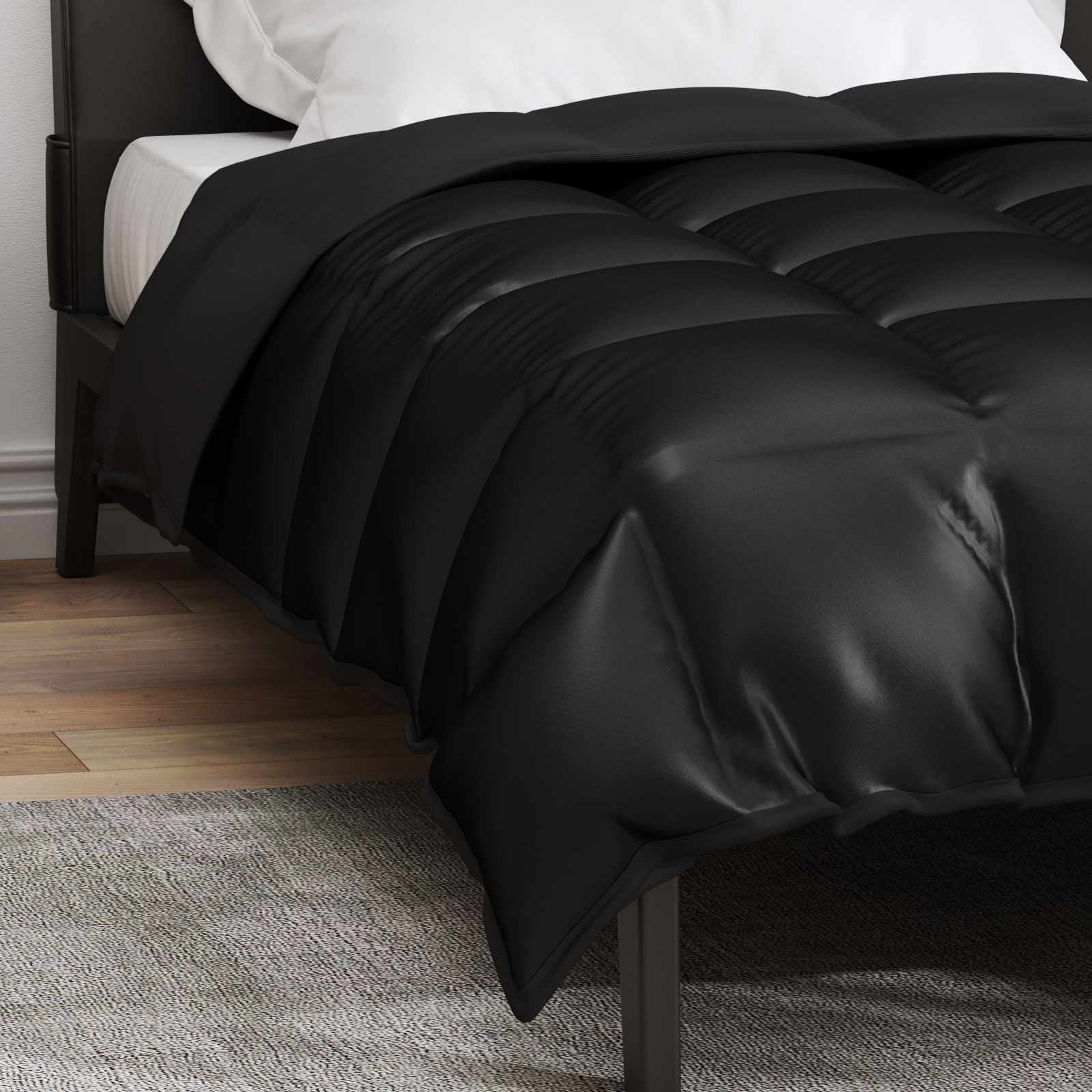 Žiemos antklodė Juoda 220 x 135 cm Satin ir mikropluoštas