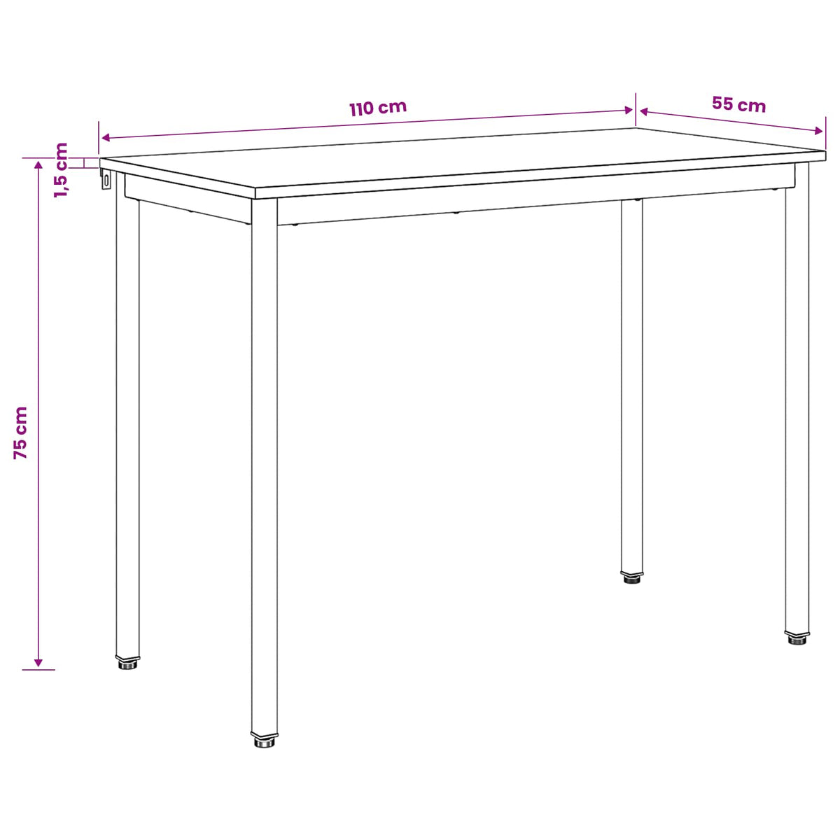 Valgomieji stalai 110 x 55 x 75 cm Apdirbta mediena