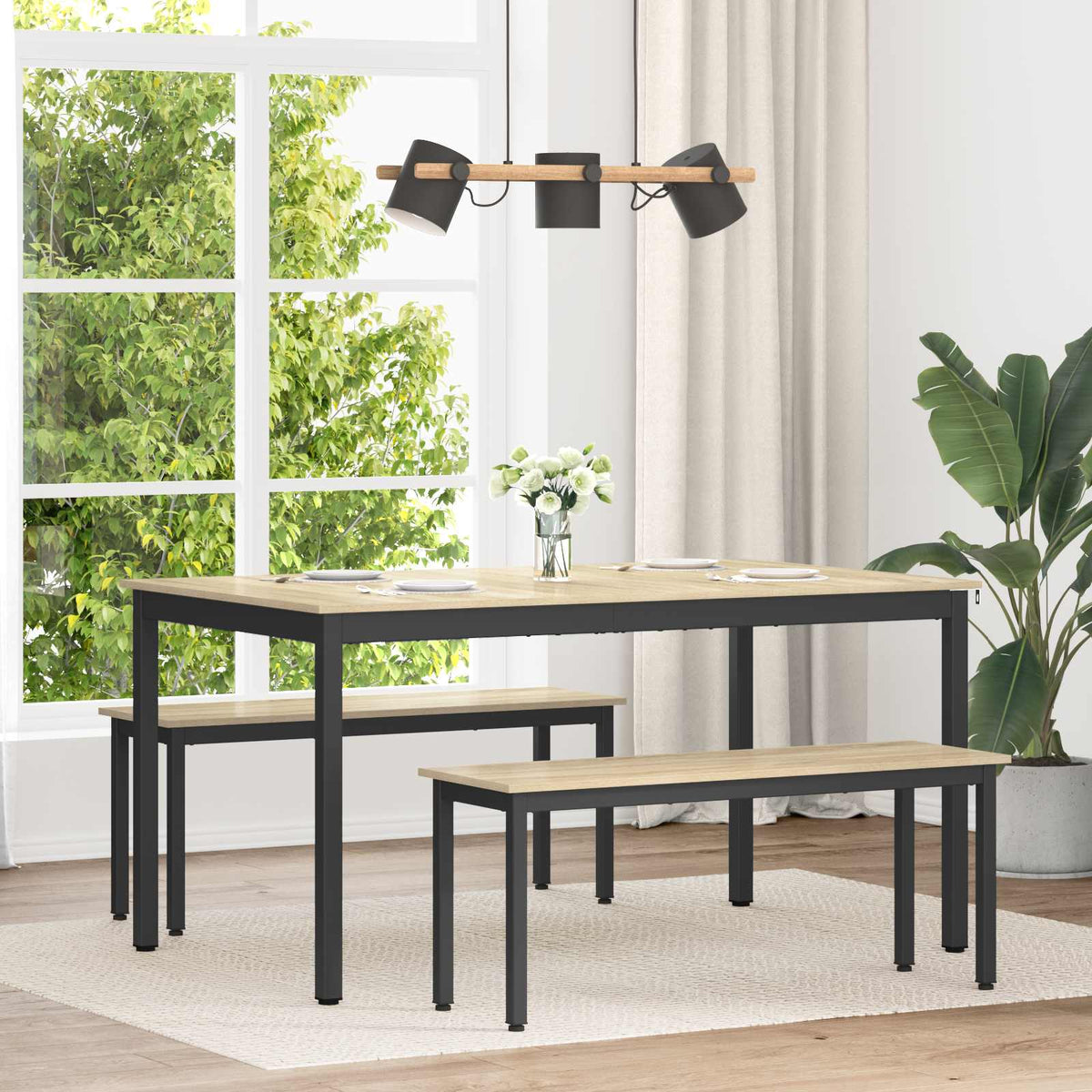 Valgomieji stalai 150 x 90 x 75 cm Apdirbta mediena