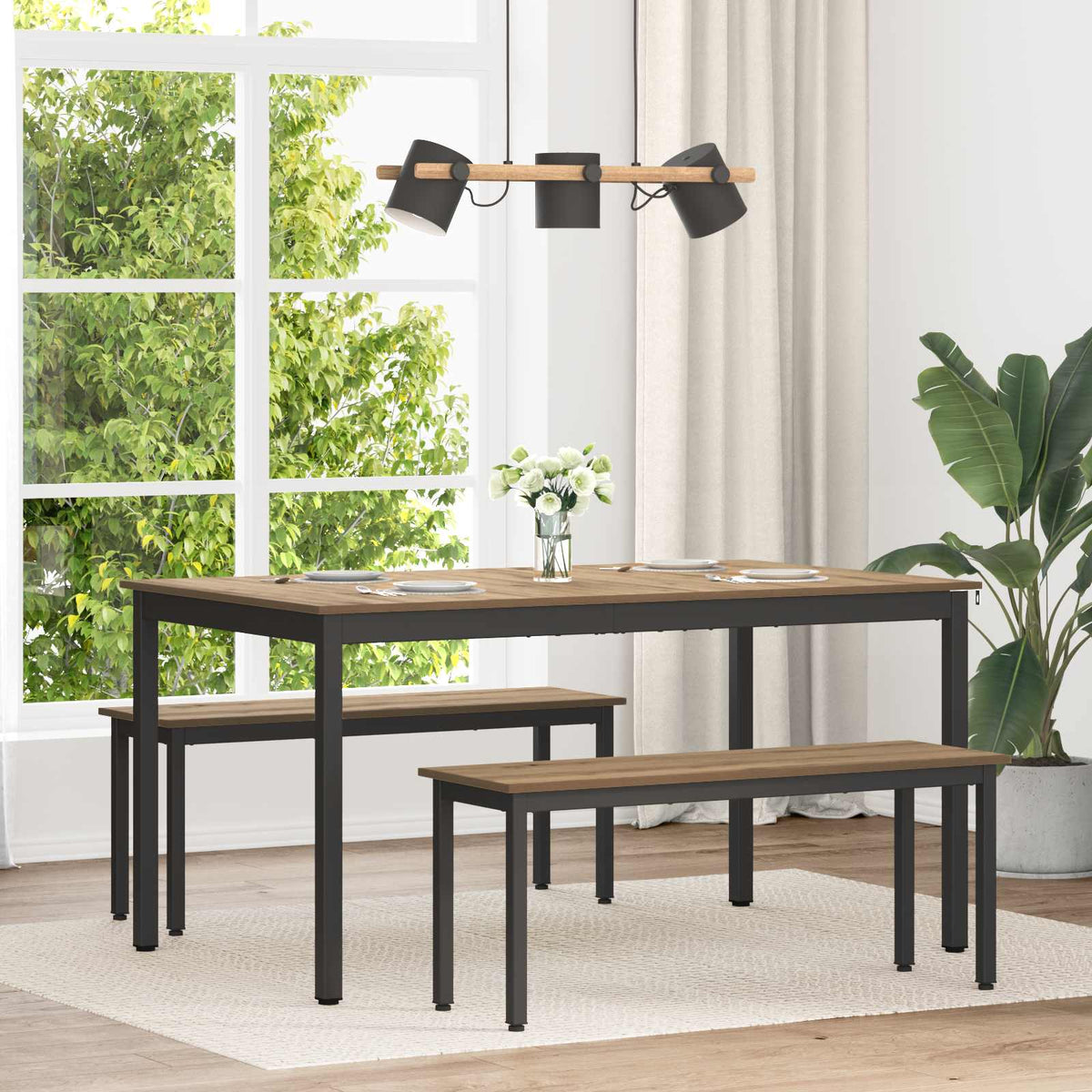 Valgomieji stalai 150 x 90 x 75 cm Apdirbta mediena
