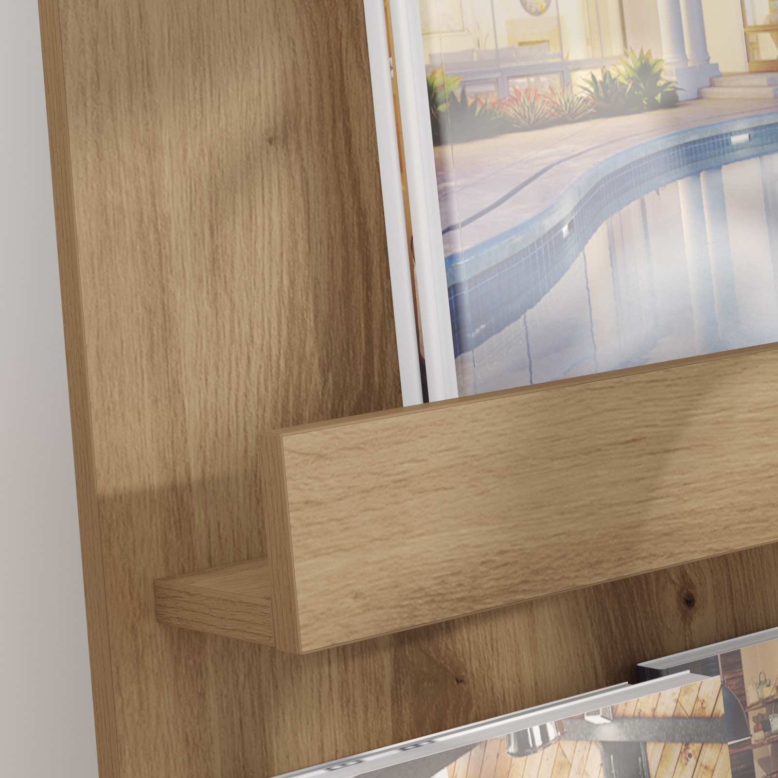 Magazine rack with shelf Craftsman Oak 51 x 11 x 102 cm