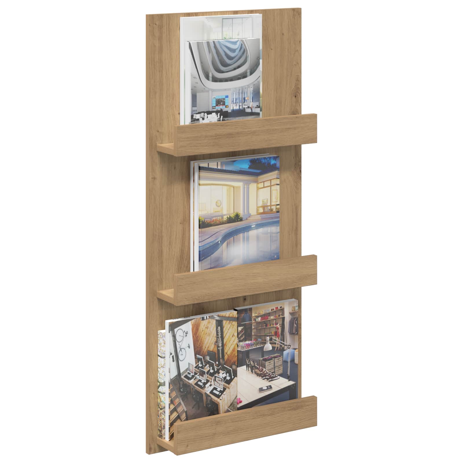 Magazine rack with shelf Craftsman Oak 51 x 11 x 102 cm