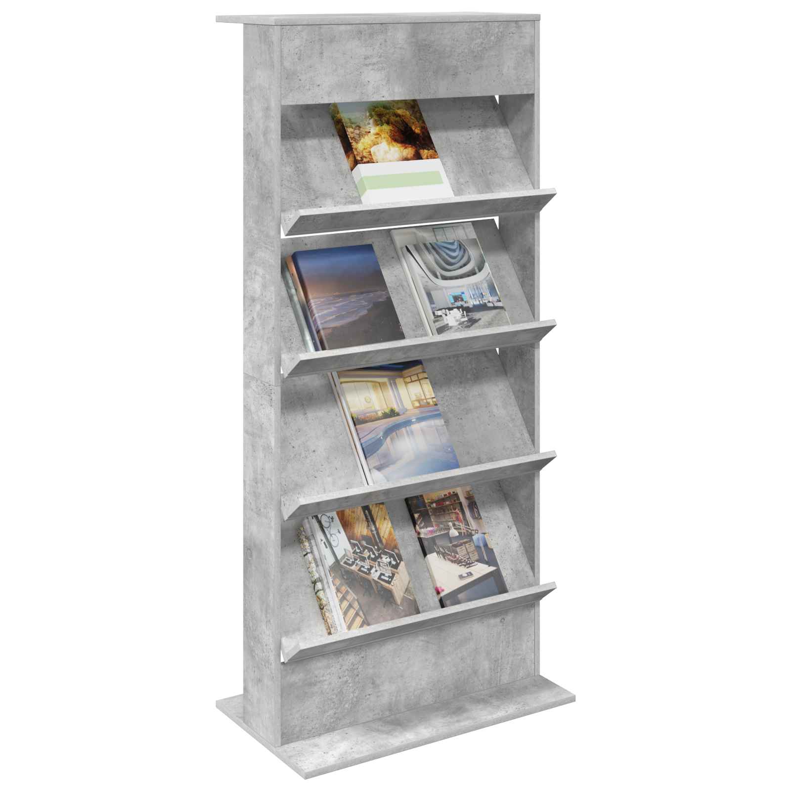 Magazine Rack Concrete Grey 70x41x156 cm Engineered Wood