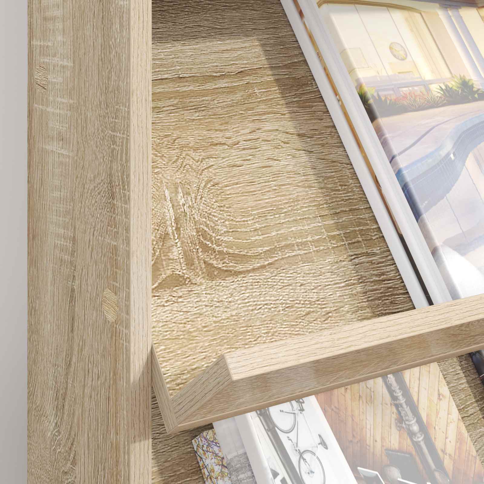 Magazine rack with shelf and storage Engineered wood