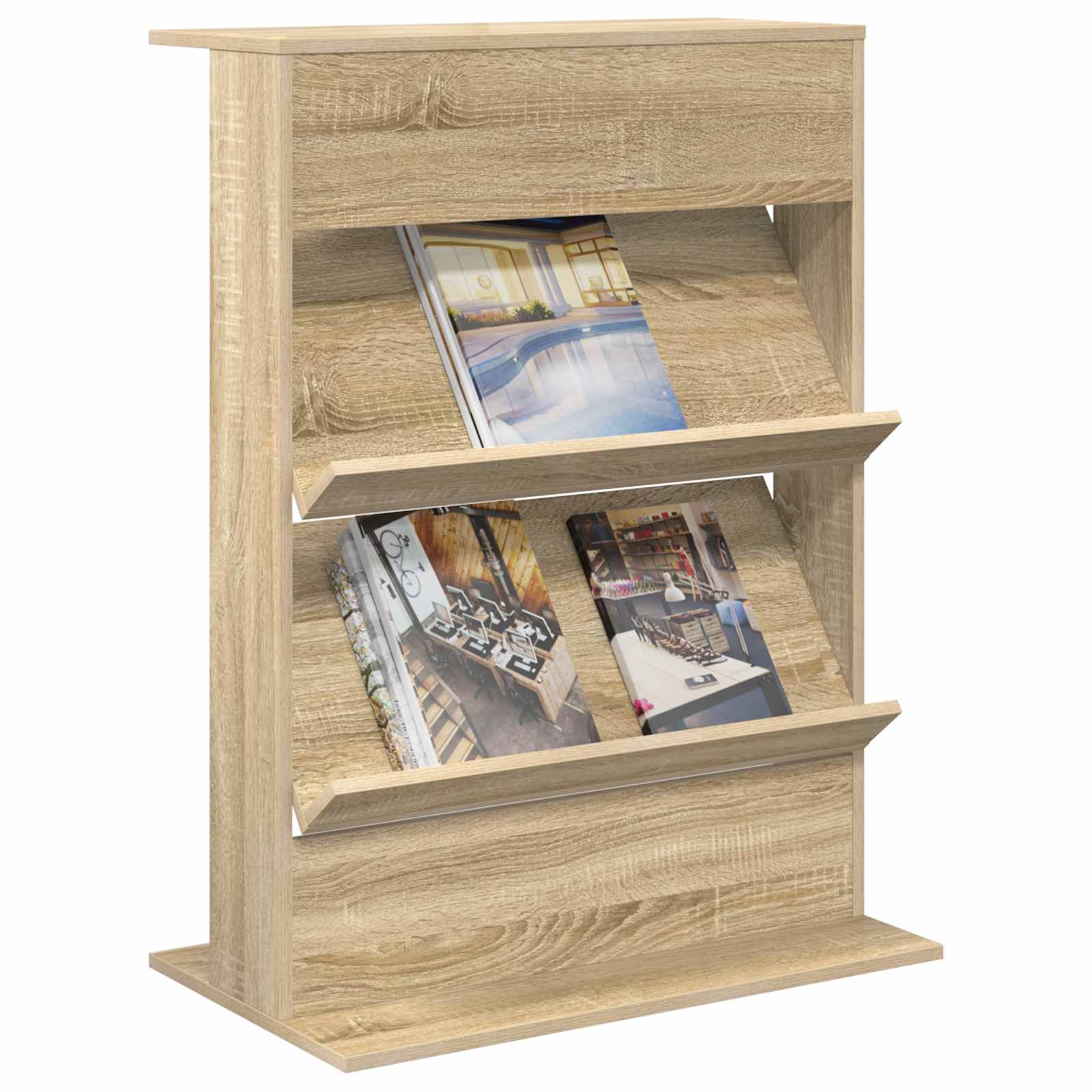Magazine rack with shelf and storage Engineered wood