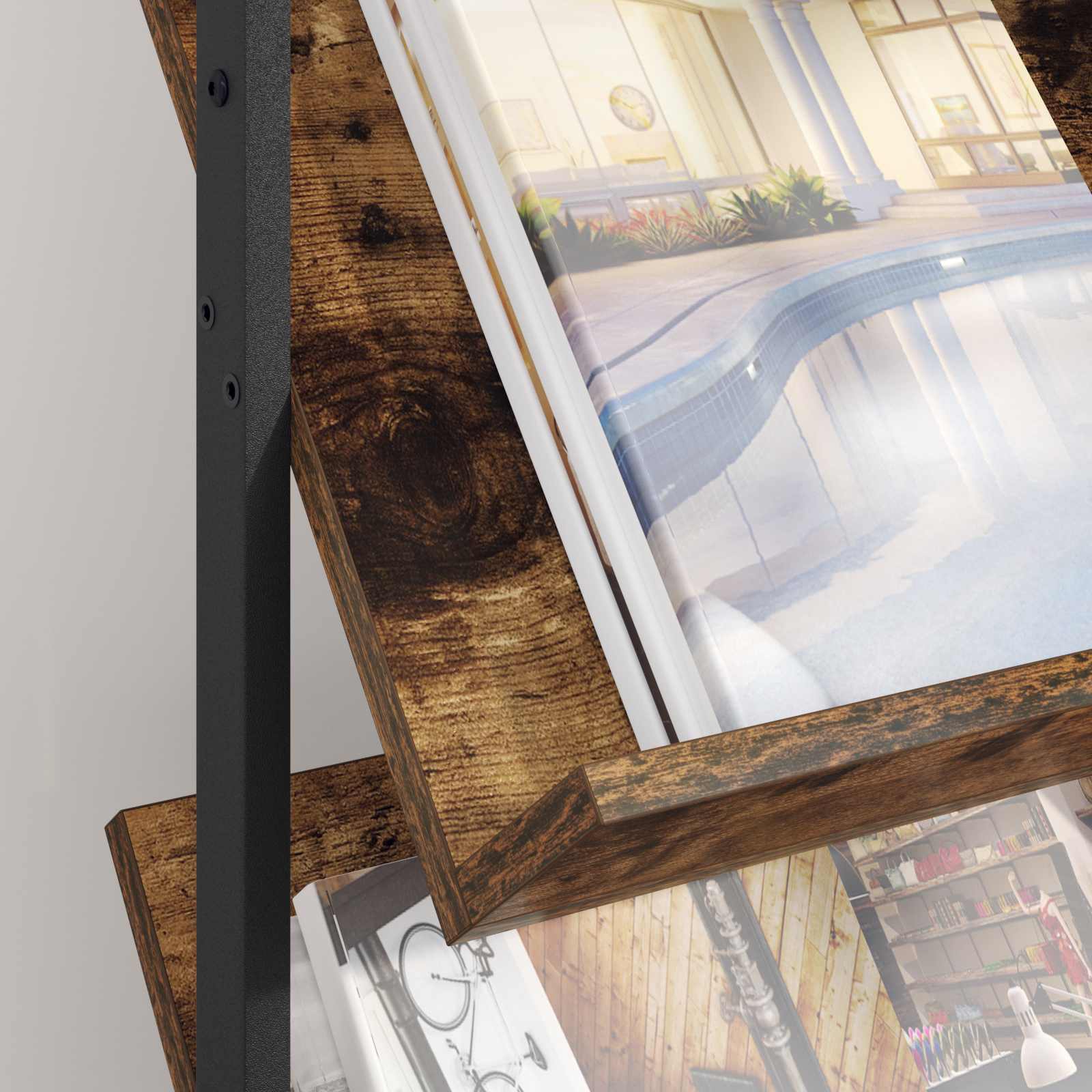 Magazine rack with shelf Smoked oak 68 x 40 x 123.5 cm