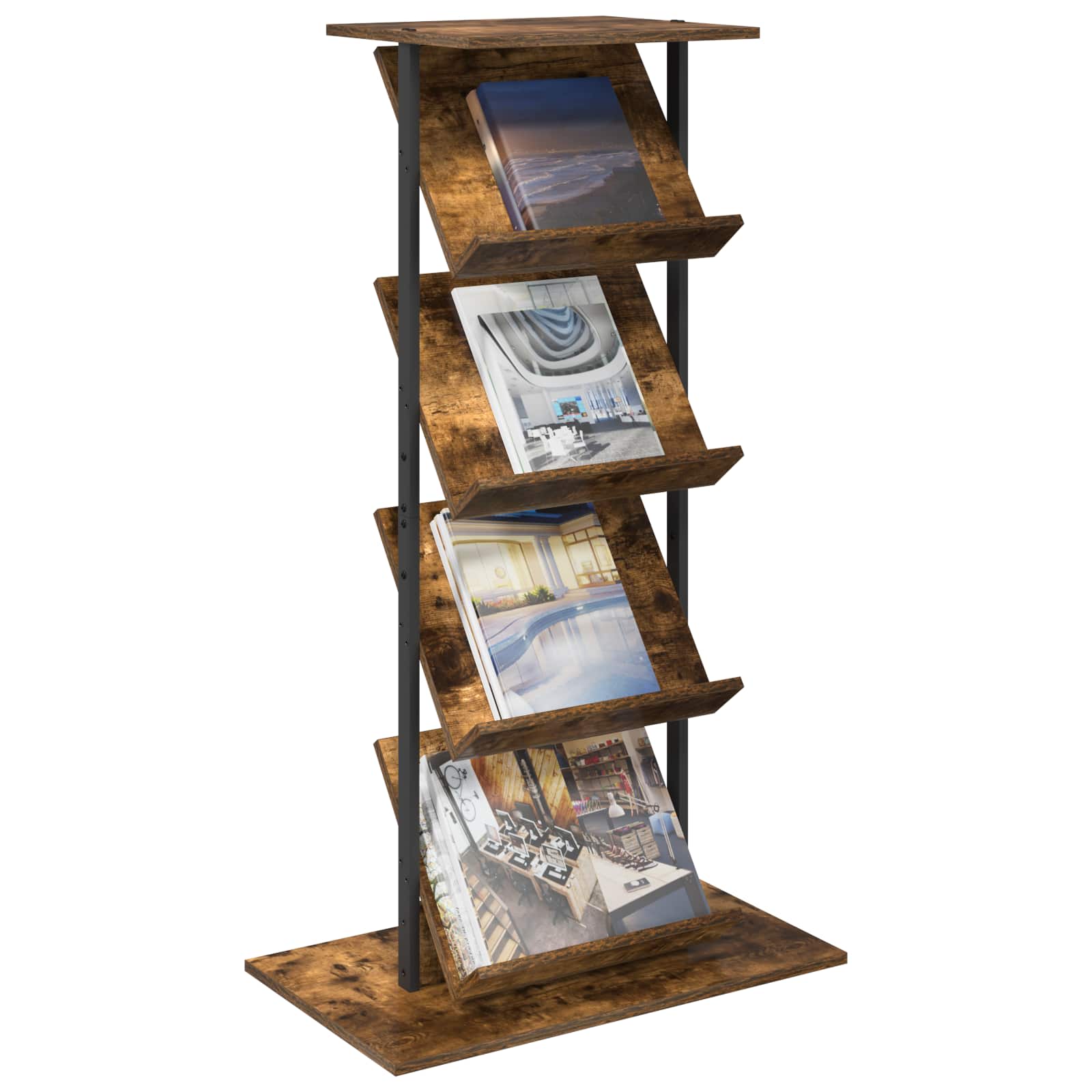 Magazine rack with shelf Smoked oak 68 x 40 x 123.5 cm